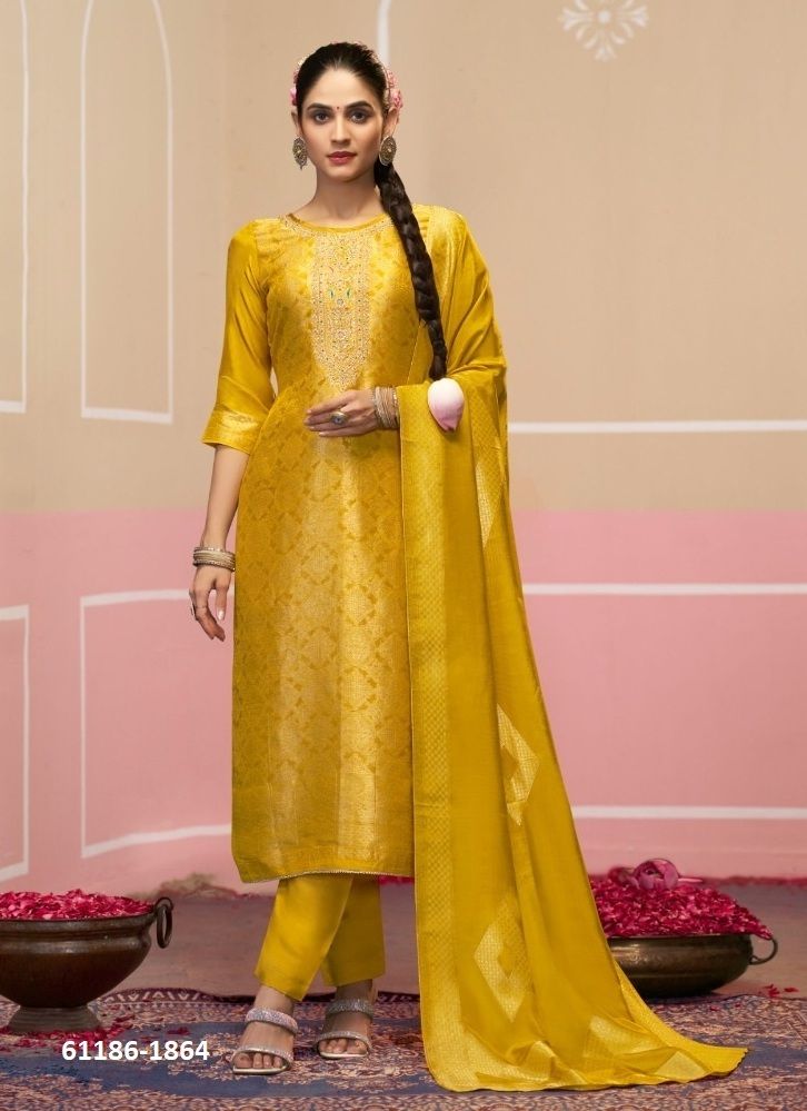 SILAS - Catalog # 61186 (Set of 4 Semi-Stitched / Un-Stitched Suits) MADE IN INDIA BY KALARANG