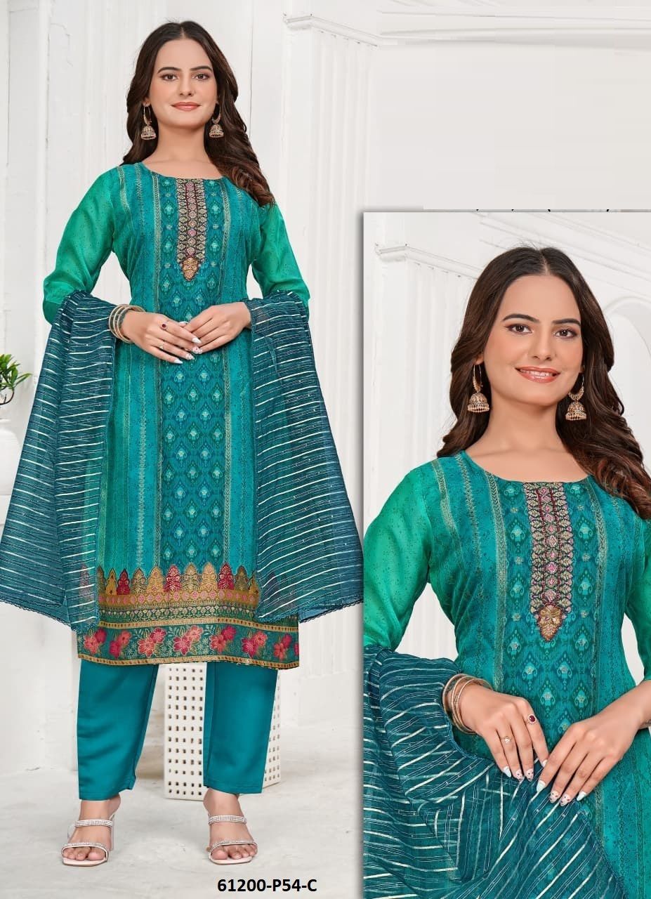 SERIES P54 - Catalog # 61200 (Set of 4 SIZE-SETS [Readymade Salwar Suits]) MADE IN INDIA BY MEHERIYA