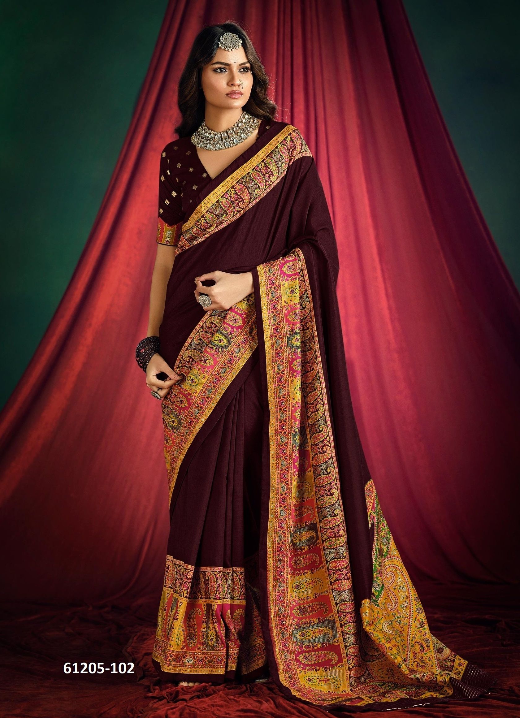 NAVATA - Catalog # 61205 (Set of 8 Sarees) MADE IN INDIA BY SHUBH SHREE CREATIONS