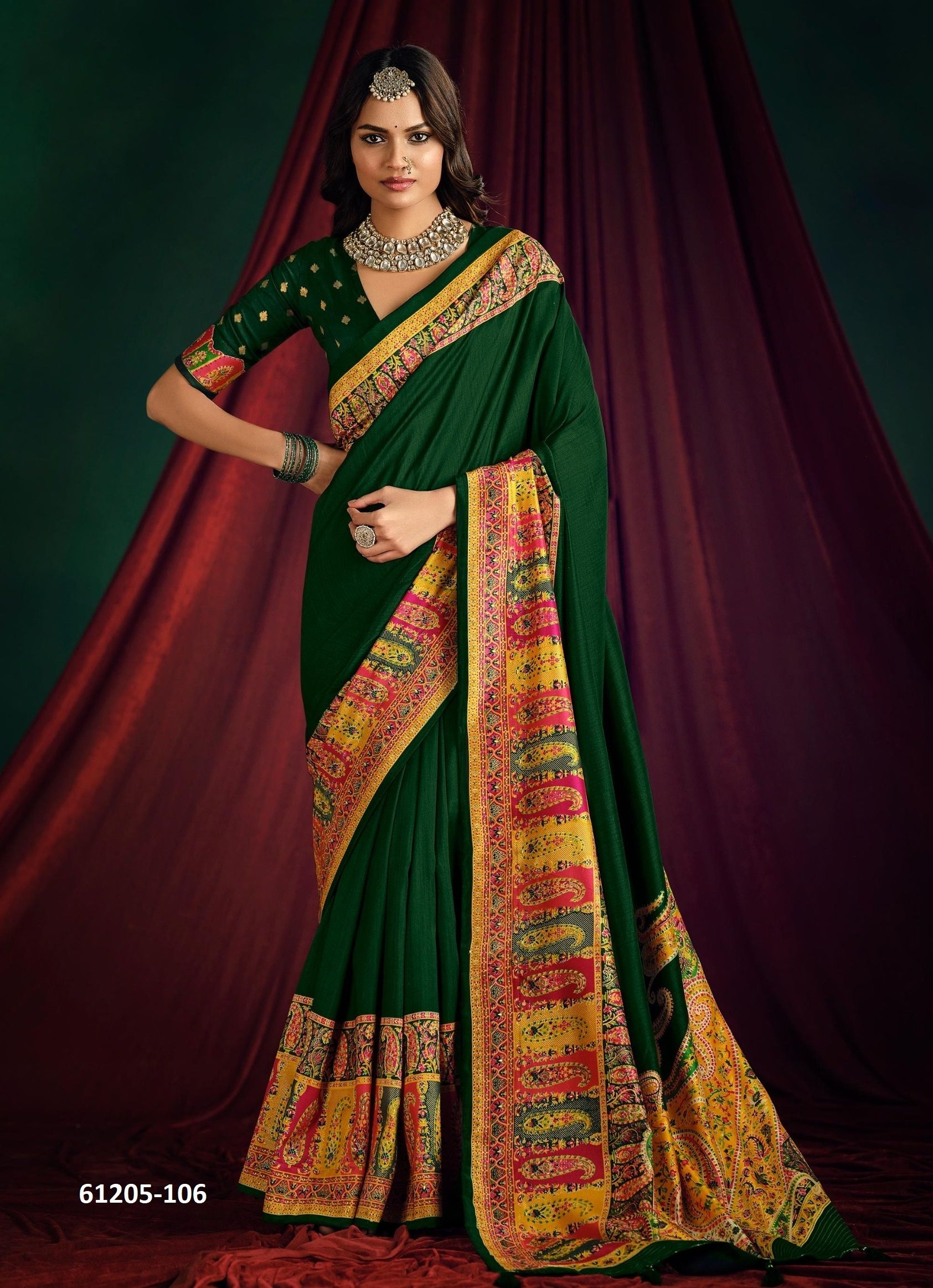 NAVATA - Catalog # 61205 (Set of 8 Sarees) MADE IN INDIA BY SHUBH SHREE CREATIONS