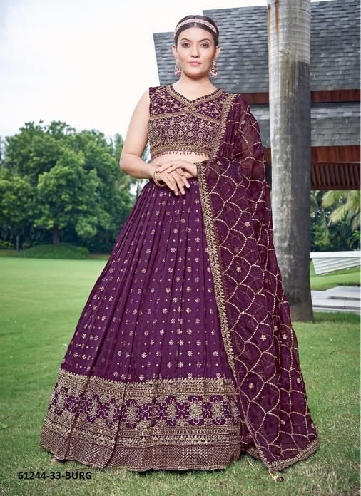 SERIES 33 - Catalog # 61244 (Set of 9 Semi-Stitched Lehengas) by Chansi Trendz [Made in India]