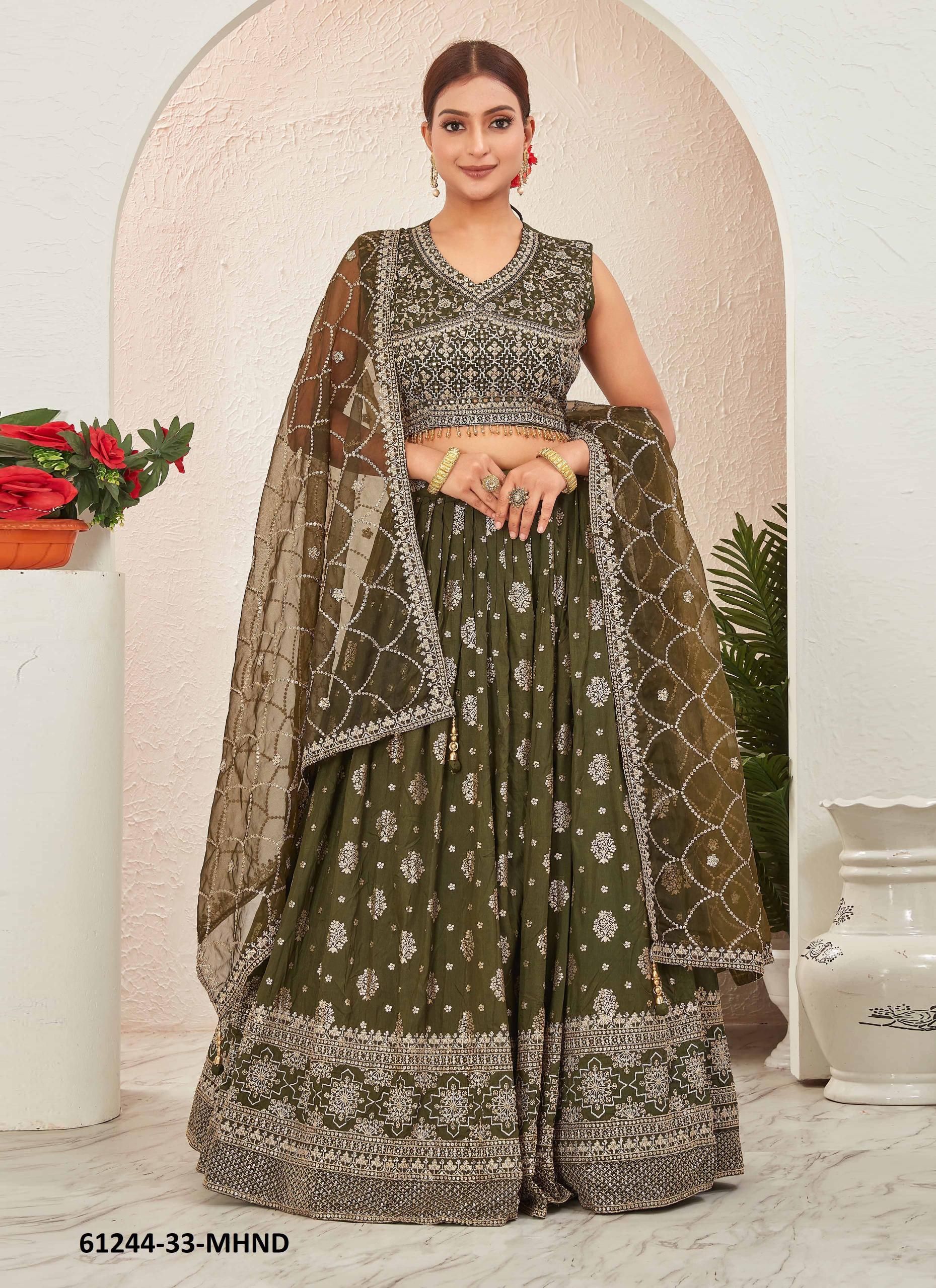 SERIES 33 - Catalog # 61244 (Set of 9 Semi-Stitched Lehengas) by Chansi Trendz [Made in India]