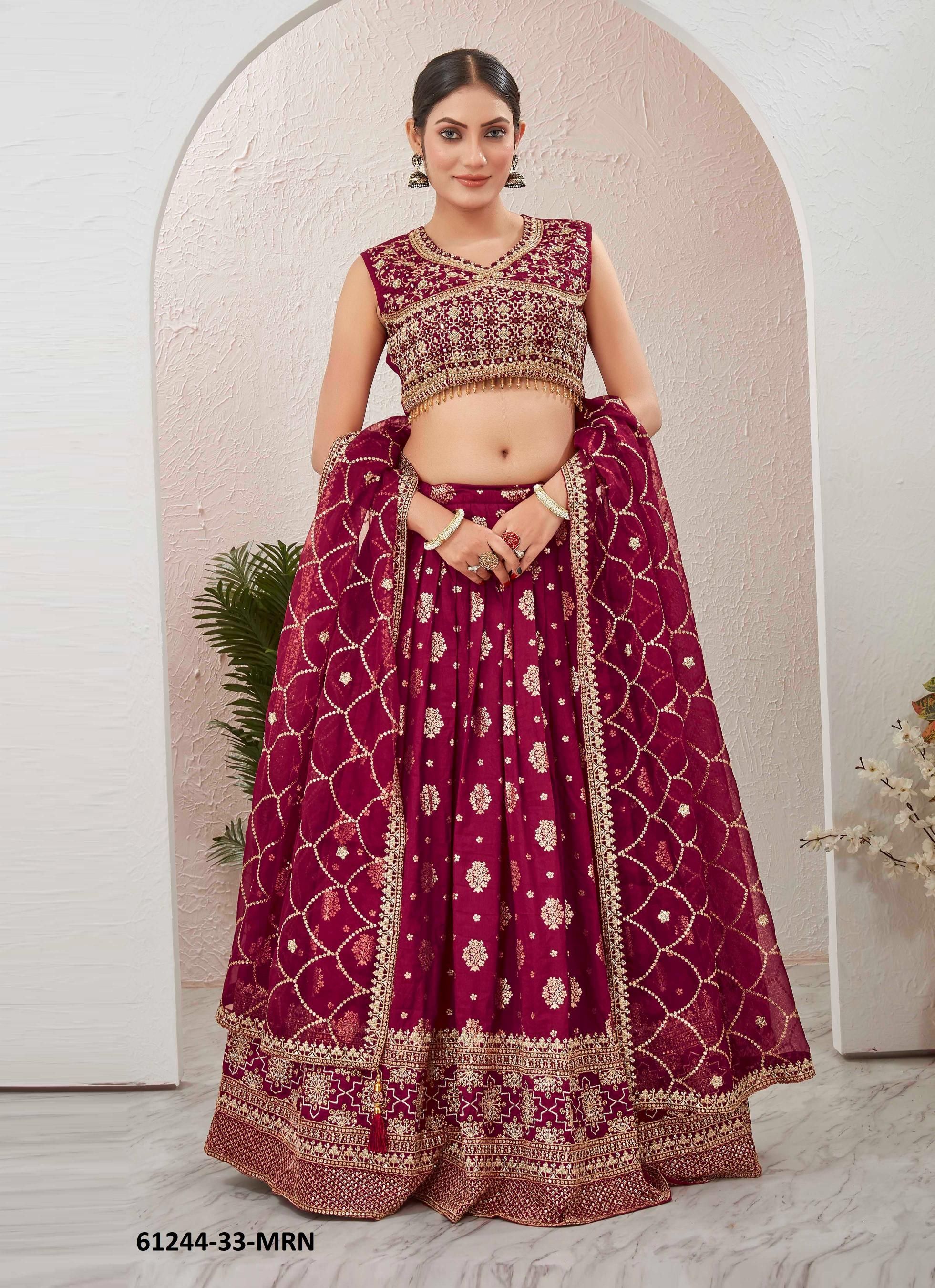 SERIES 33 - Catalog # 61244 (Set of 9 Semi-Stitched Lehengas) by Chansi Trendz [Made in India]