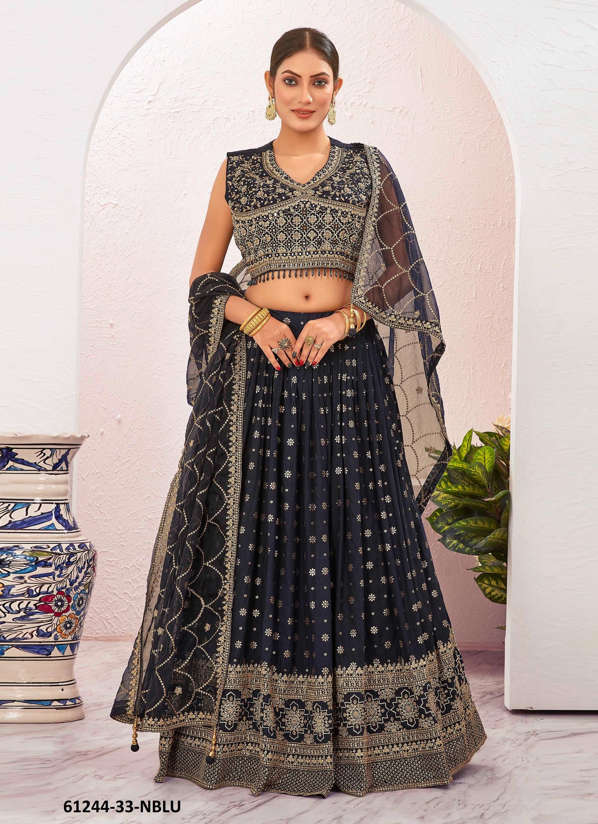 SERIES 33 - Catalog # 61244 (Set of 9 Semi-Stitched Lehengas) by Chansi Trendz [Made in India]