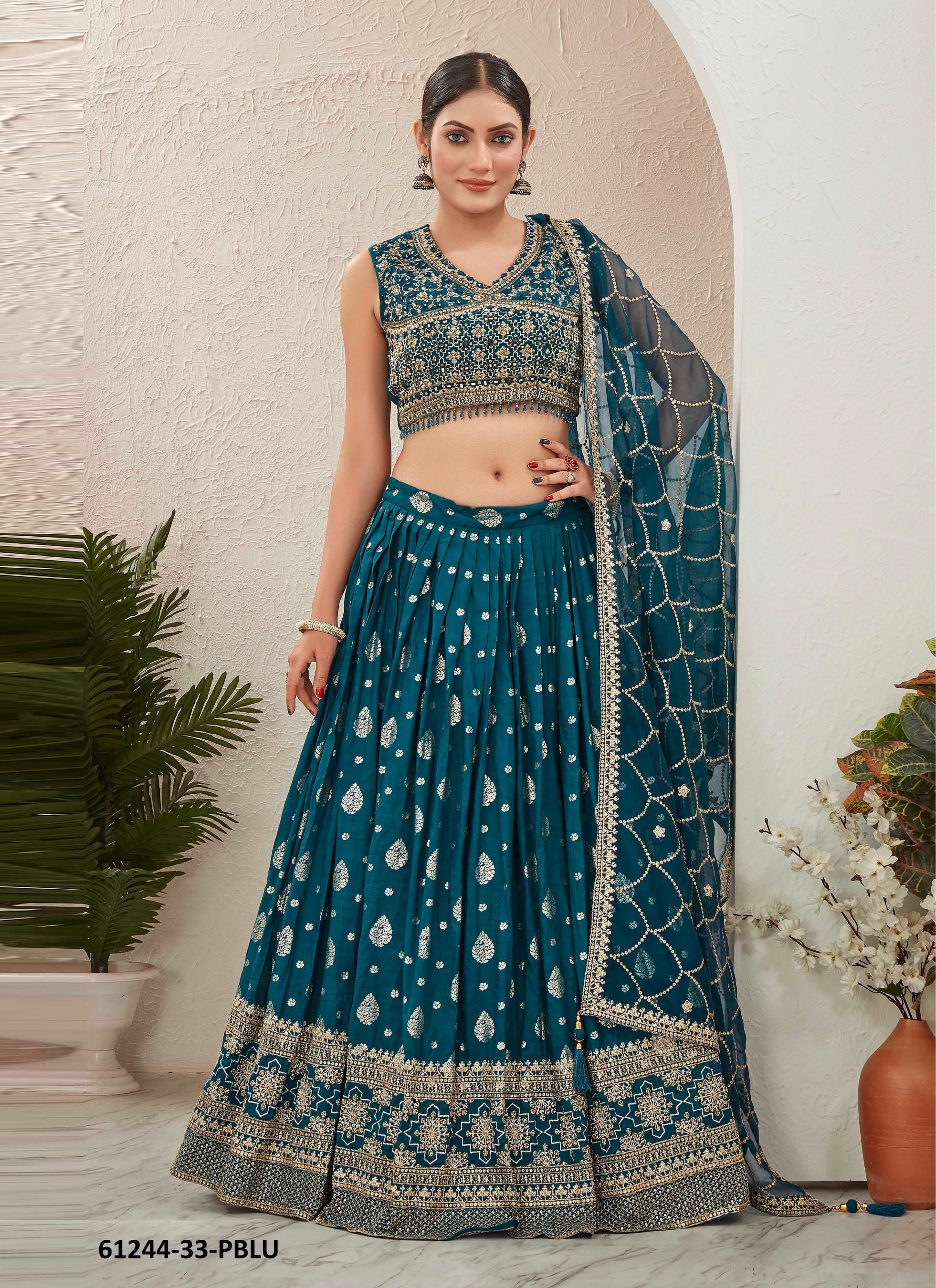 SERIES 33 - Catalog # 61244 (Set of 9 Semi-Stitched Lehengas) by Chansi Trendz [Made in India]