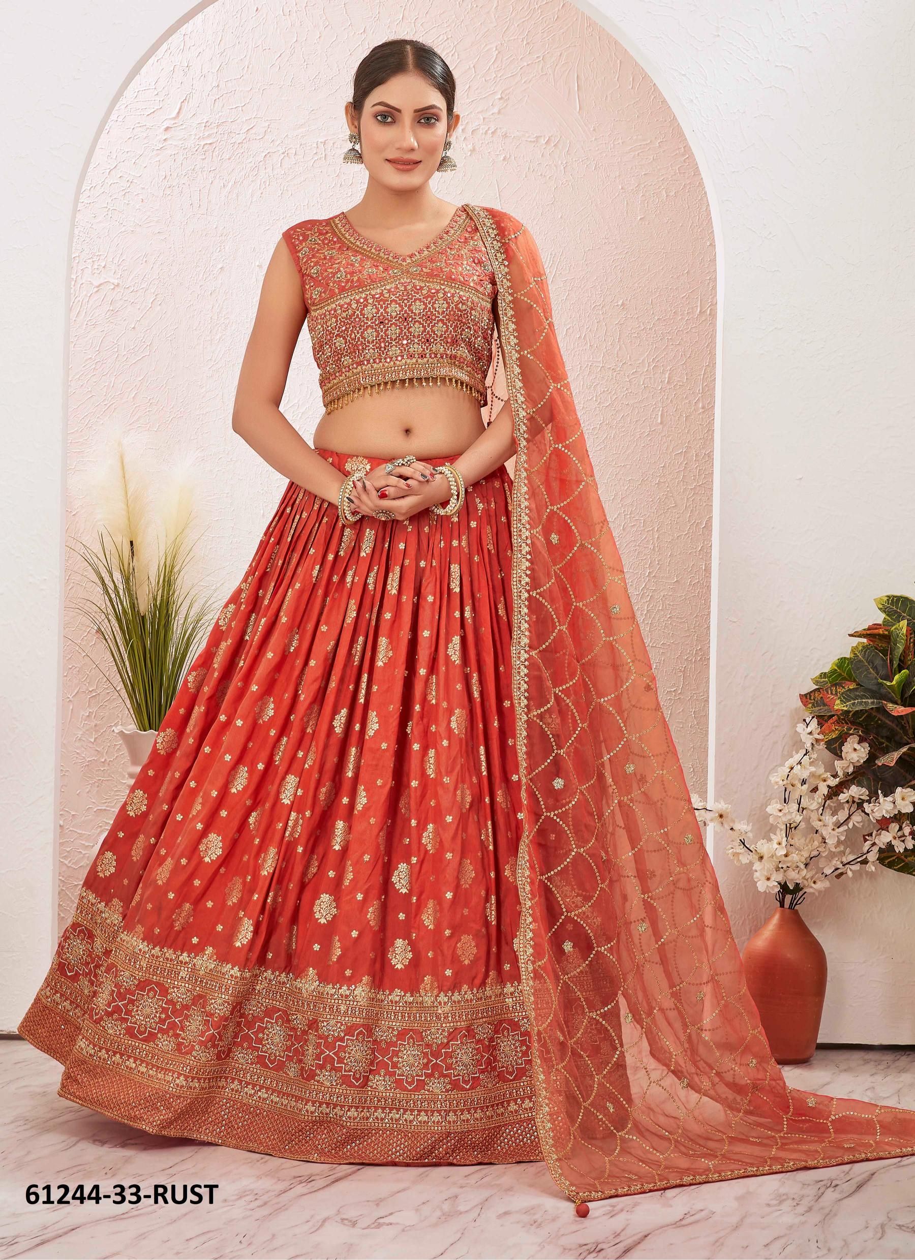 SERIES 33 - Catalog # 61244 (Set of 9 Semi-Stitched Lehengas) by Chansi Trendz [Made in India]