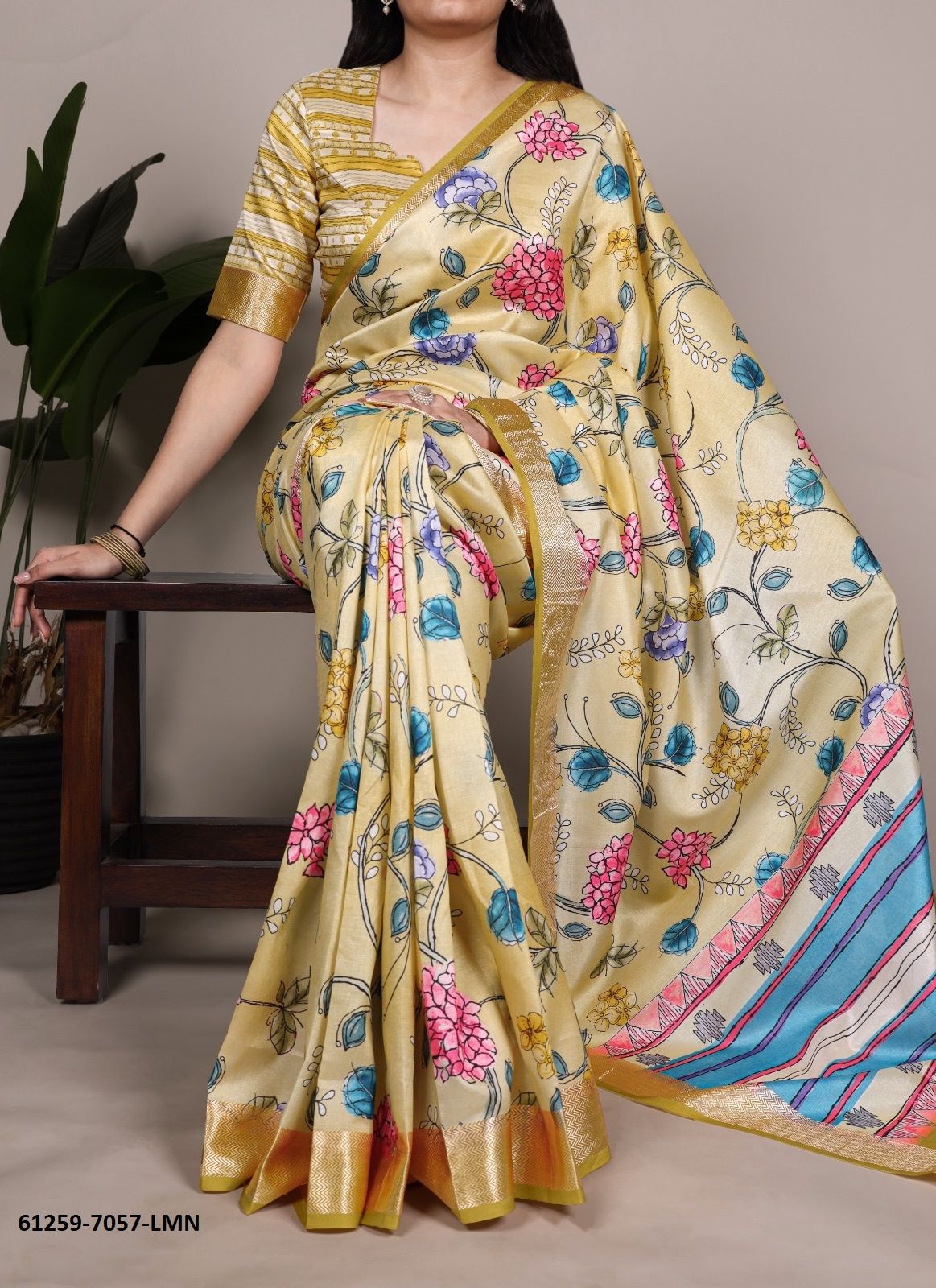 TUSSER SILK 7057 - Catalog # 61259 (Set of 4 Sarees) by Meheriya [Made in India]