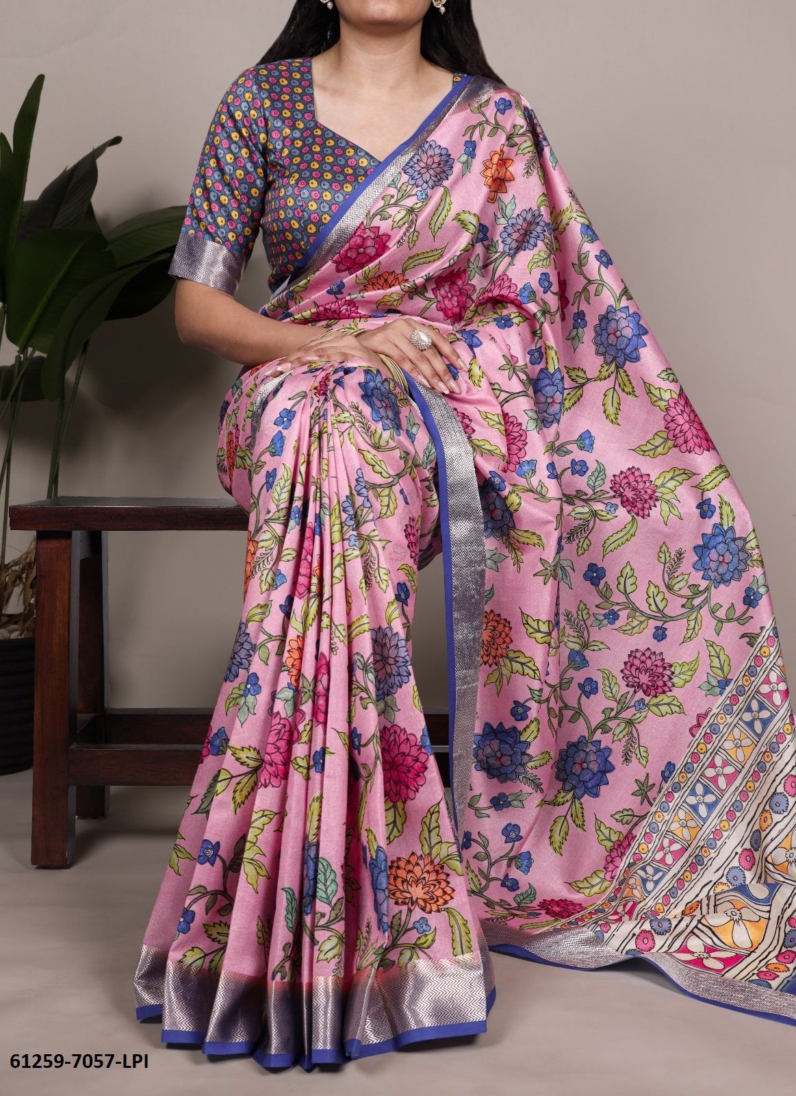 TUSSER SILK 7057 - Catalog # 61259 (Set of 4 Sarees) by Meheriya [Made in India]