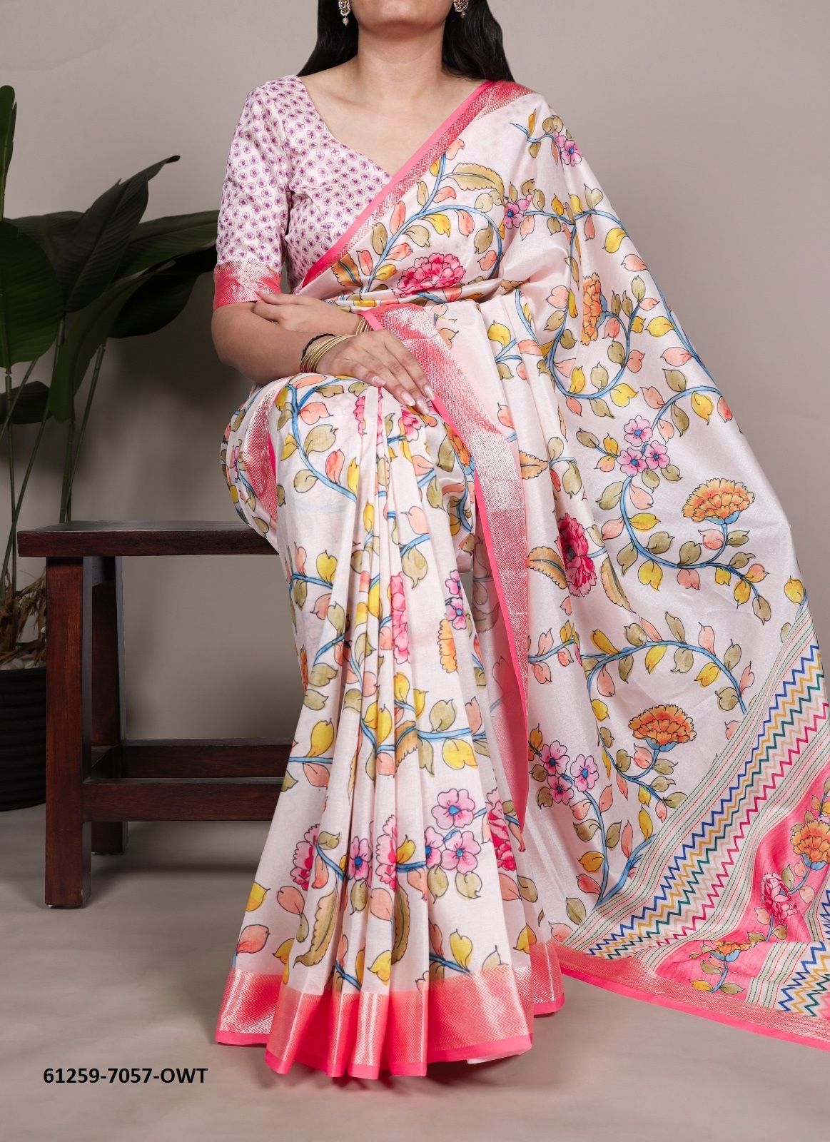 TUSSER SILK 7057 - Catalog # 61259 (Set of 4 Sarees) by Meheriya [Made in India]
