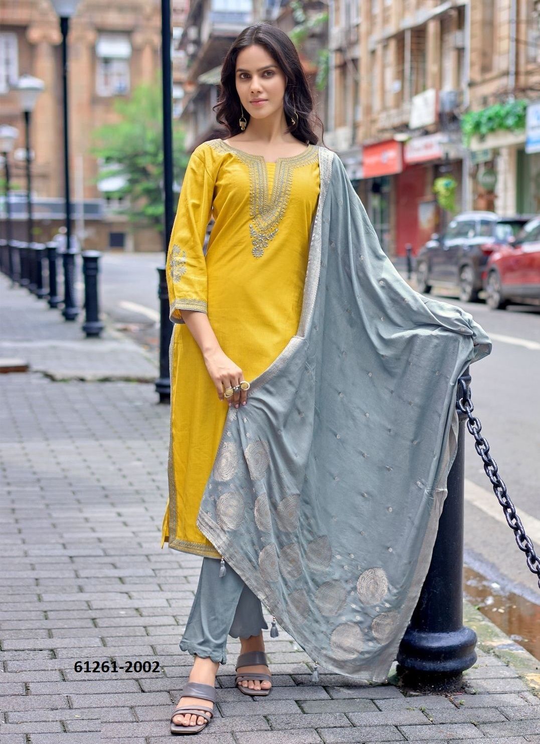 KHANAK - Catalog # 61261 (Set of 6 Readymade Salwar Suits) by Kadlee Fashion [Made in India]