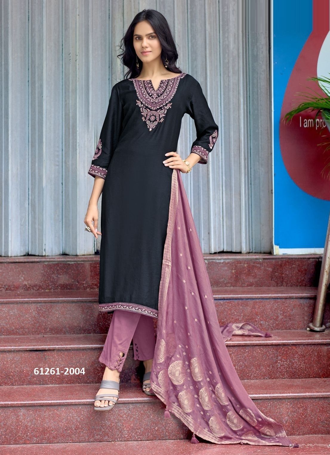 KHANAK - Catalog # 61261 (Set of 6 Readymade Salwar Suits) by Kadlee Fashion [Made in India]