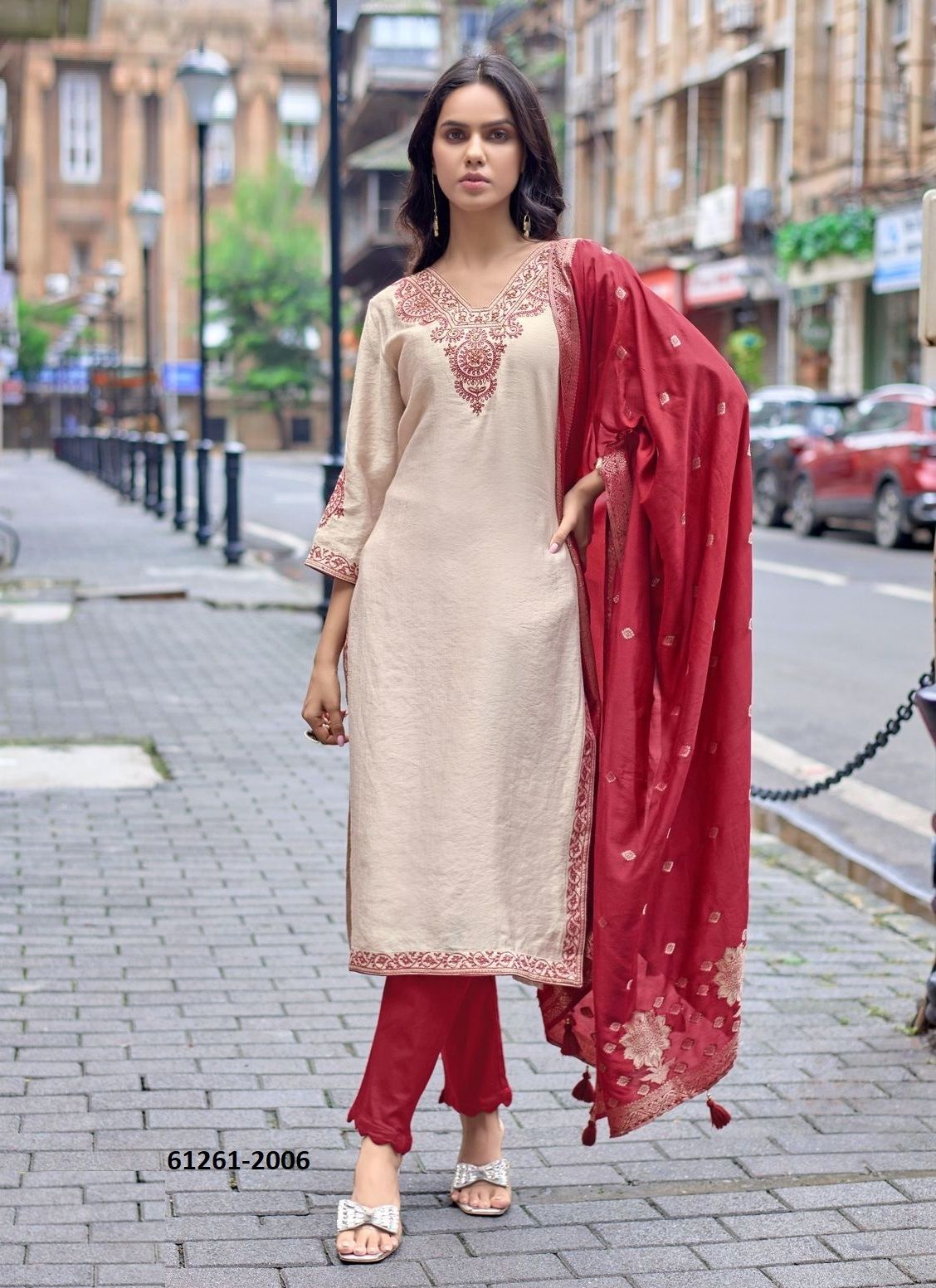 KHANAK - Catalog # 61261 (Set of 6 Readymade Salwar Suits) by Kadlee Fashion [Made in India]