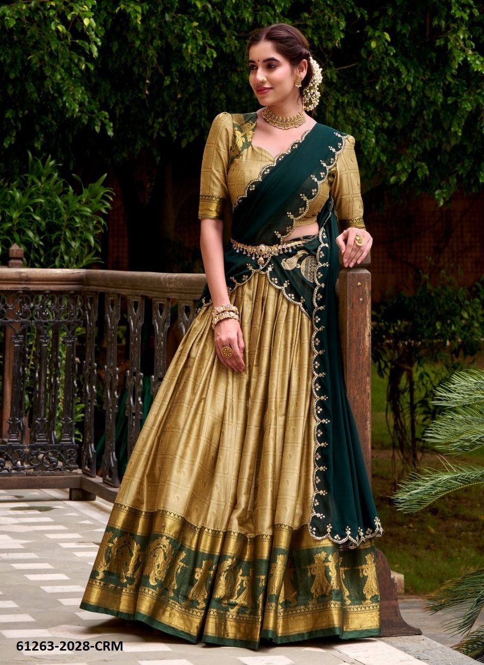 ONAM SPECIAL WEAR 2028 - Catalog # 61263 (Set of 4 Semi-Stitched Lehengas) by Meheriya [Made in India]
