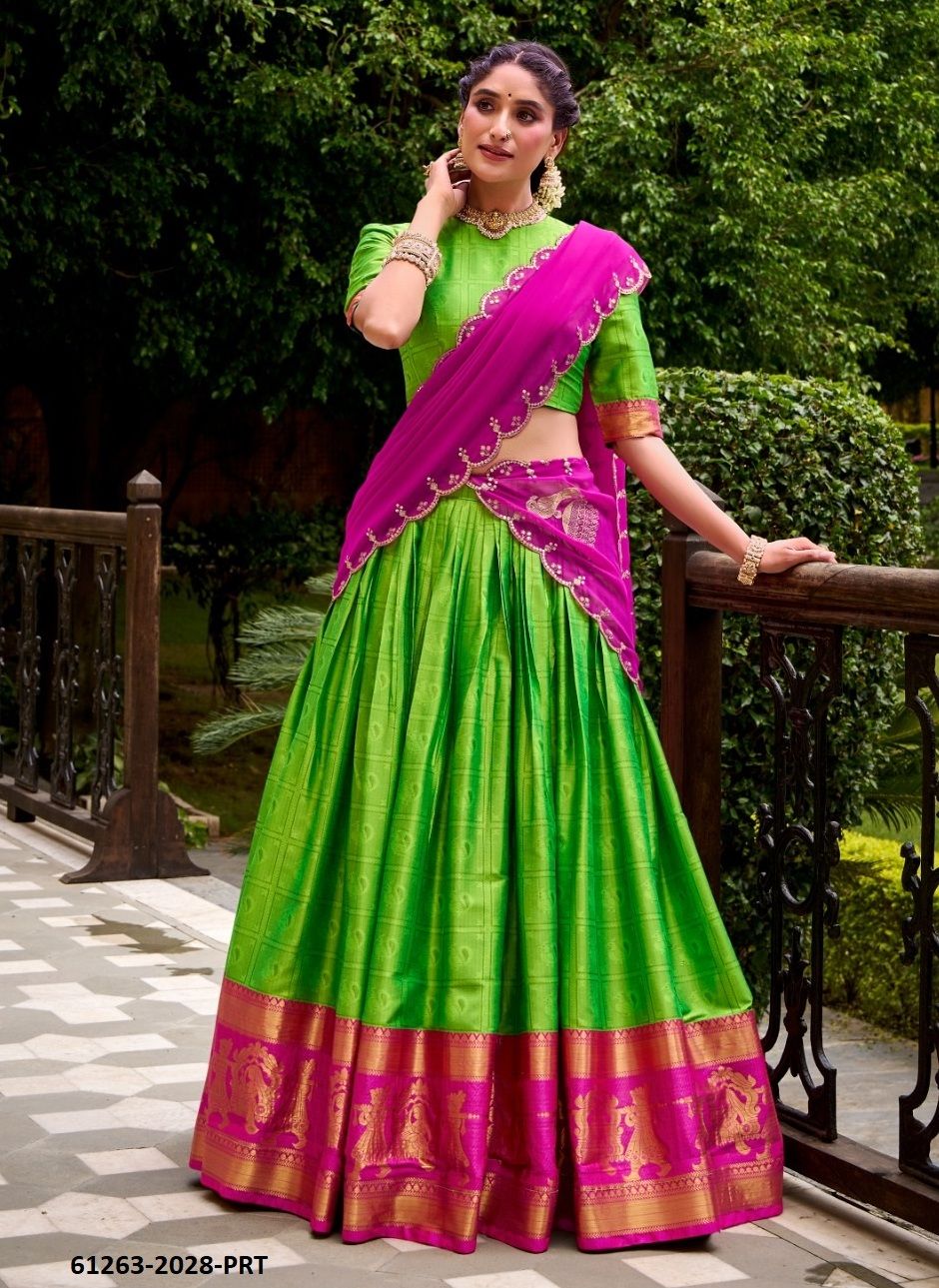 ONAM SPECIAL WEAR 2028 - Catalog # 61263 (Set of 4 Semi-Stitched Lehengas) by Meheriya [Made in India]