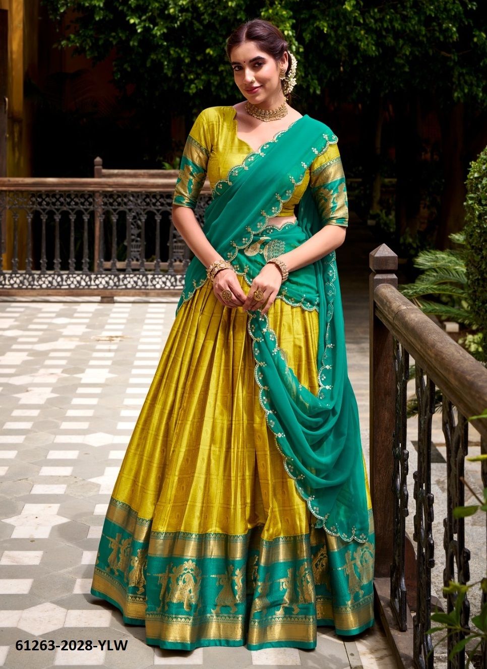 ONAM SPECIAL WEAR 2028 - Catalog # 61263 (Set of 4 Semi-Stitched Lehengas) by Meheriya [Made in India]