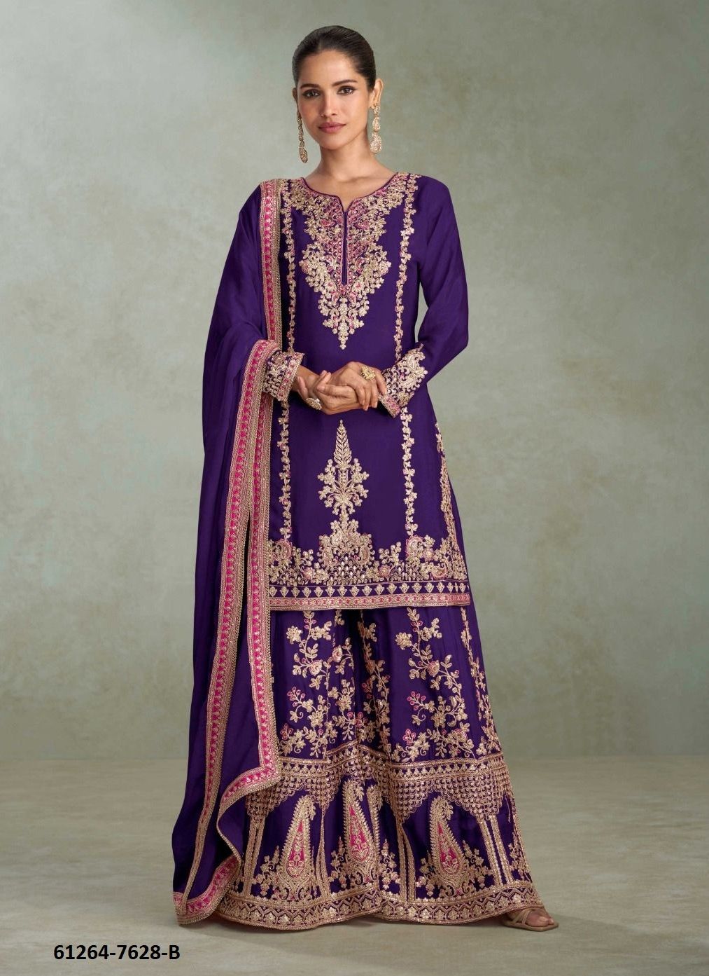 VIBHUTI - Catalog # 61264 (Set of 4 Readymade Salwar Suits) by Gulkayra Designer [Made in India]