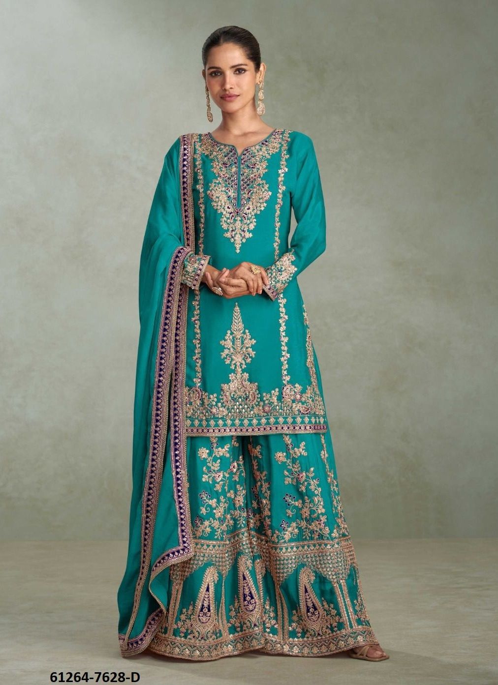 VIBHUTI - Catalog # 61264 (Set of 4 Readymade Salwar Suits) by Gulkayra Designer [Made in India]