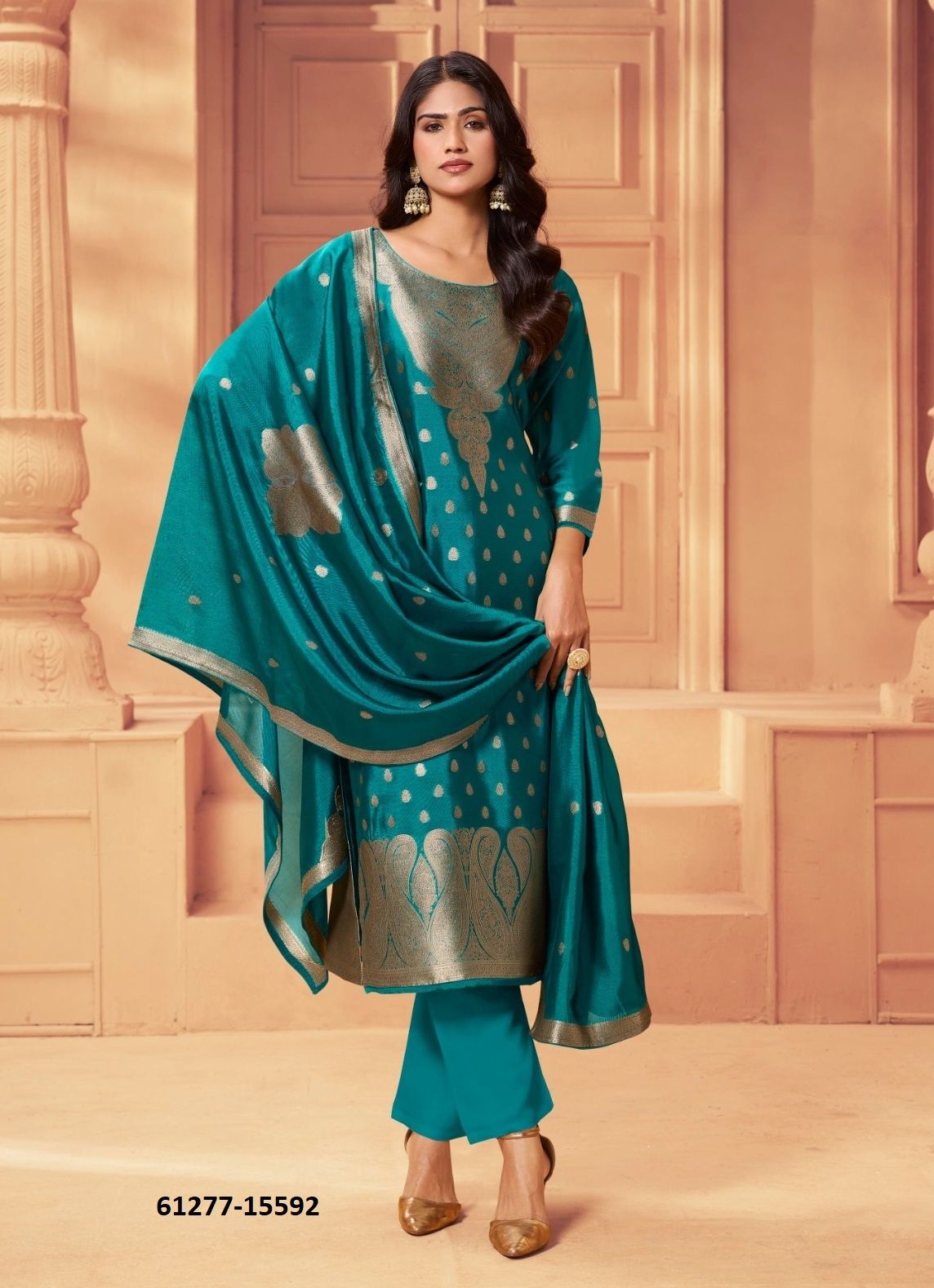 SILKY 6 - Catalog # 61277 (Set of 4 Readymade Salwar Suits) by Meheriya
