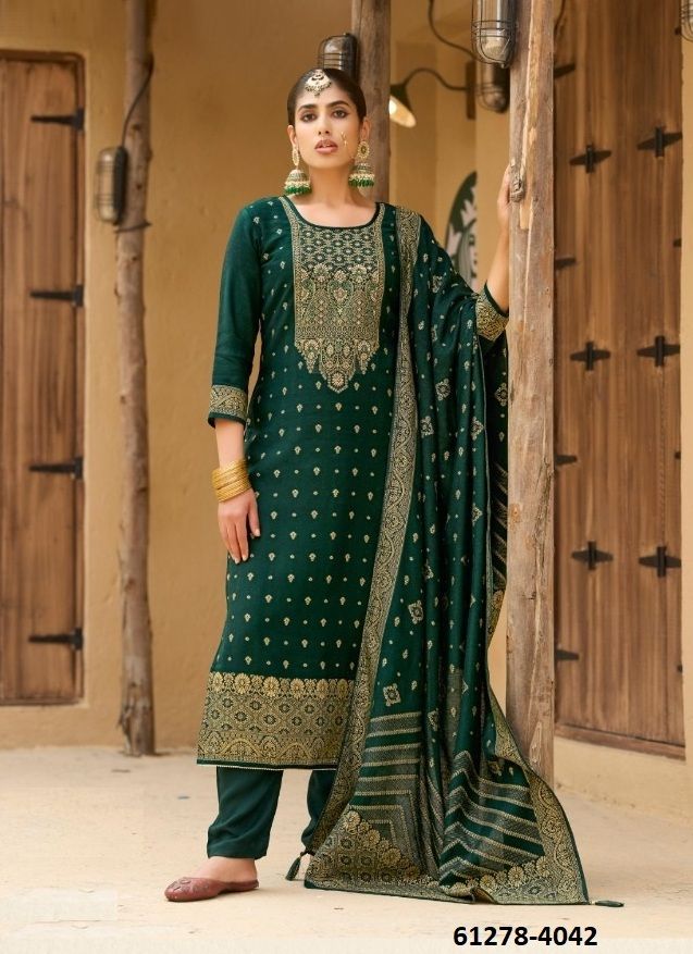 AMELIA PASHMINA - Catalog # 61278 (Set of 4 Semi-Stitched / Un-Stitched Suits) by Kalarang