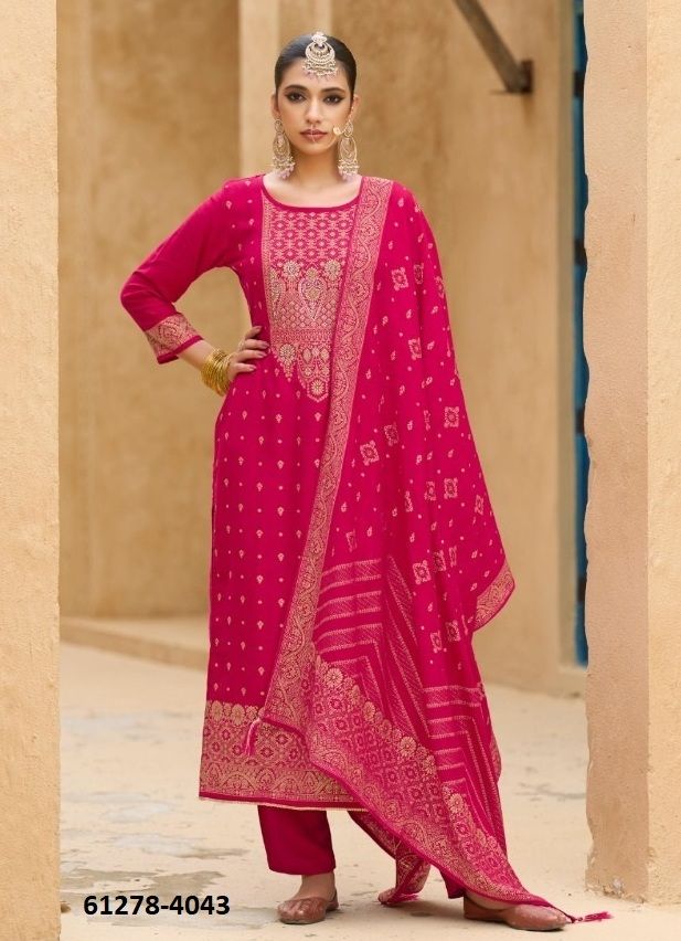 AMELIA PASHMINA - Catalog # 61278 (Set of 4 Semi-Stitched / Un-Stitched Suits) by Kalarang