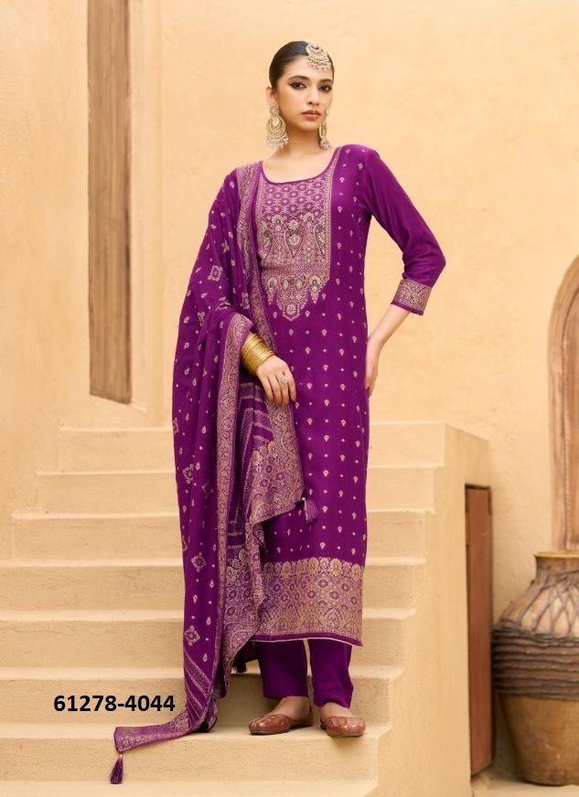 AMELIA PASHMINA - Catalog # 61278 (Set of 4 Semi-Stitched / Un-Stitched Suits) by Kalarang