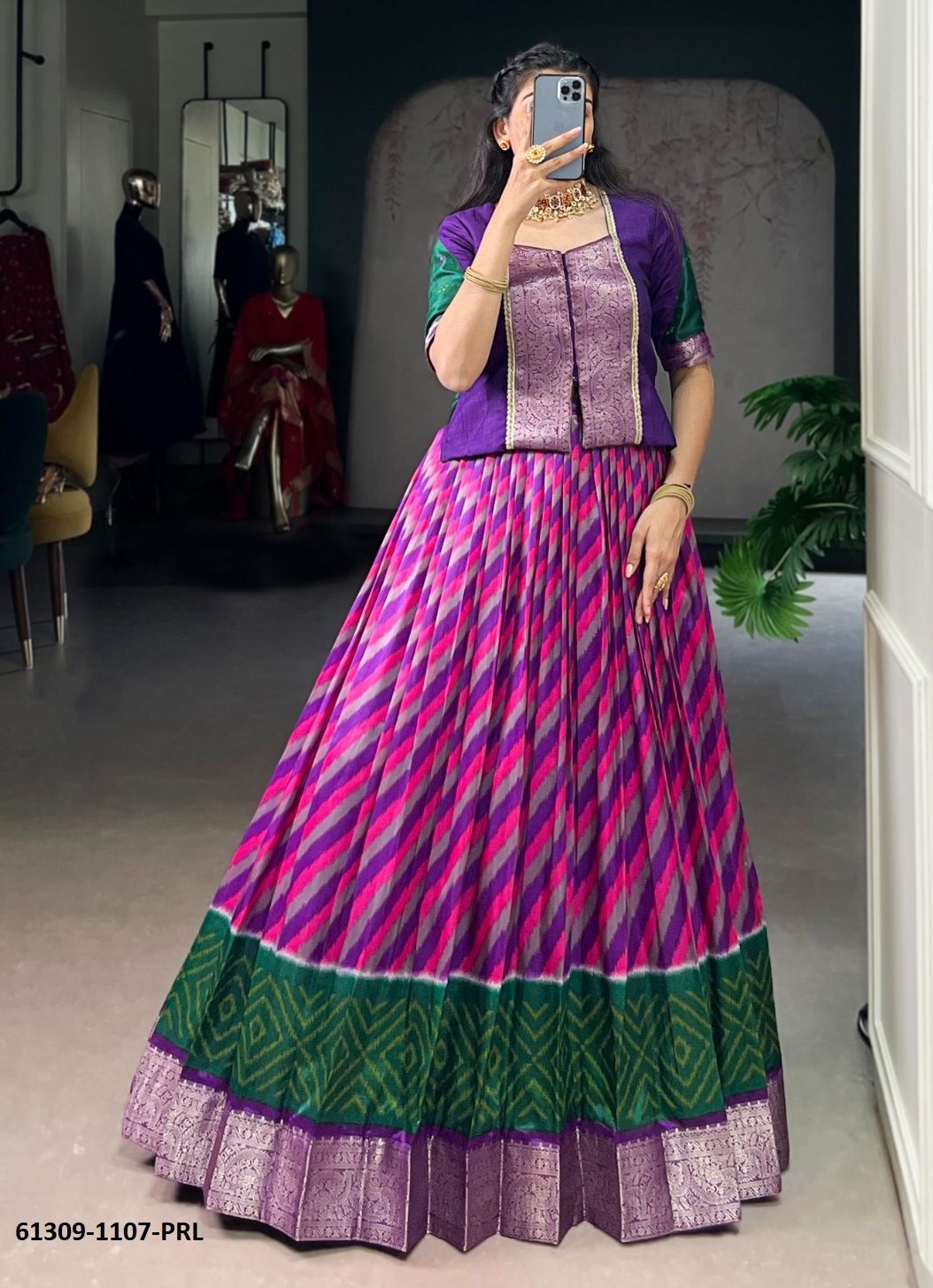 CHOLI & SKIRT SET 1107 - Catalog # 61309 (Set of 4 Readymade Lehengas) by Meheriya CHOLI & SKIRT SET 1107 - Catalog # 61309 (Set of 4 Readymade Lehengas) by Meheriya