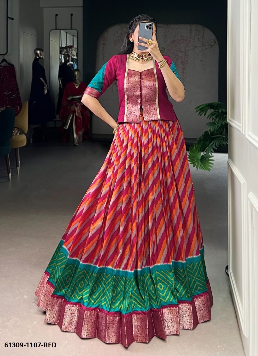 CHOLI & SKIRT SET 1107 - Catalog # 61309 (Set of 4 Readymade Lehengas) by Meheriya CHOLI & SKIRT SET 1107 - Catalog # 61309 (Set of 4 Readymade Lehengas) by Meheriya
