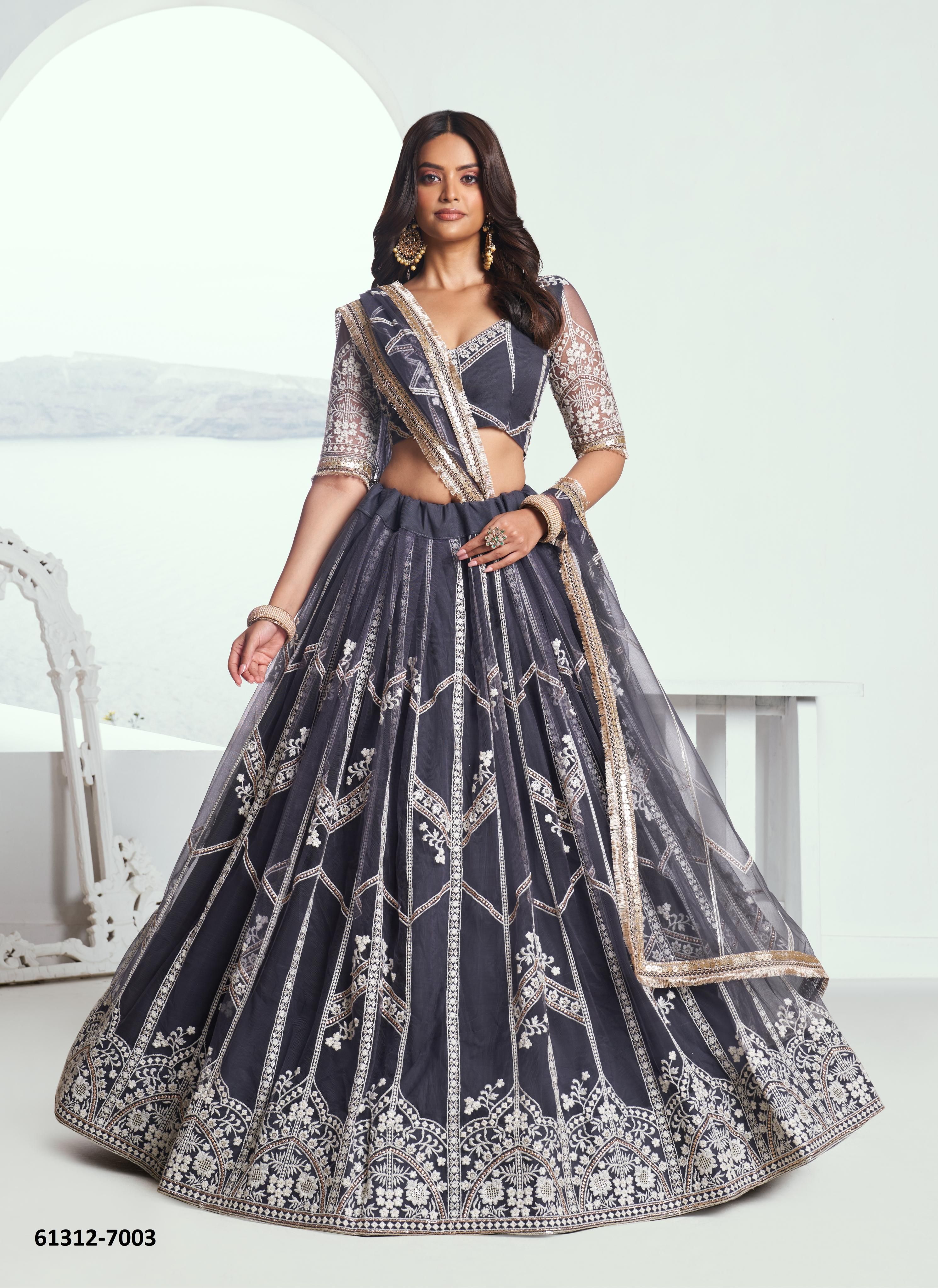CHANDRAKALA 1 - Catalog # 61312 (Set of 5 Semi-Stitched Lehengas) by Narayani Fashion House