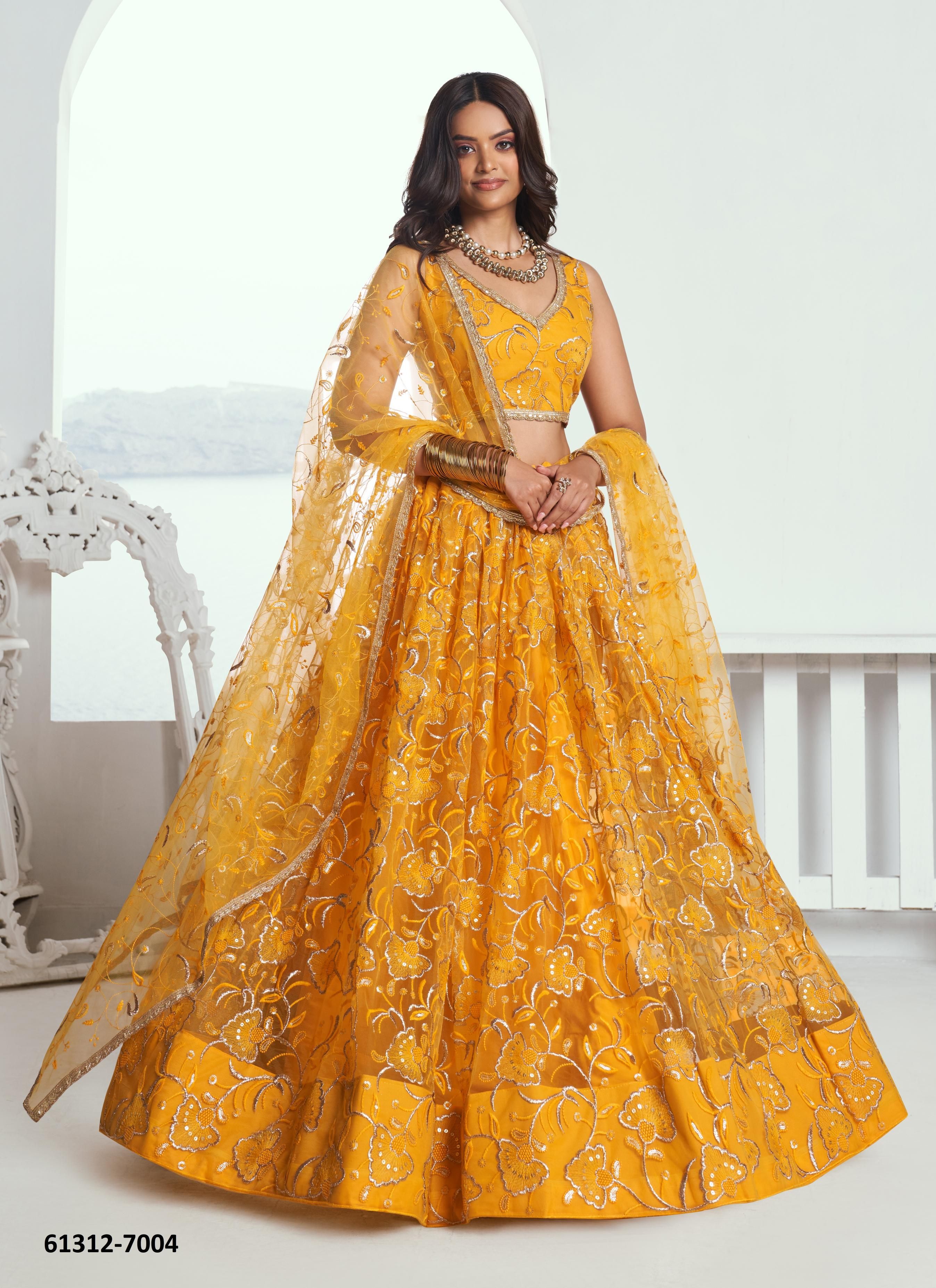 CHANDRAKALA 1 - Catalog # 61312 (Set of 5 Semi-Stitched Lehengas) by Narayani Fashion House