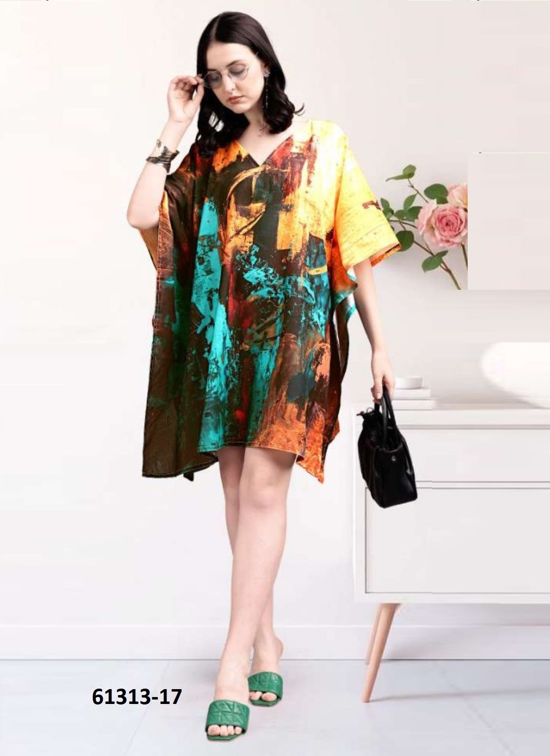 COTTON FEEL KURTI 3 - Catalog # 61313 (Set of 8 Kaftans / Ponchos) by Desi Muse COTTON FEEL KURTI 3 - Catalog # 61313 (Set of 8 Kaftans / Ponchos) by Desi Muse
