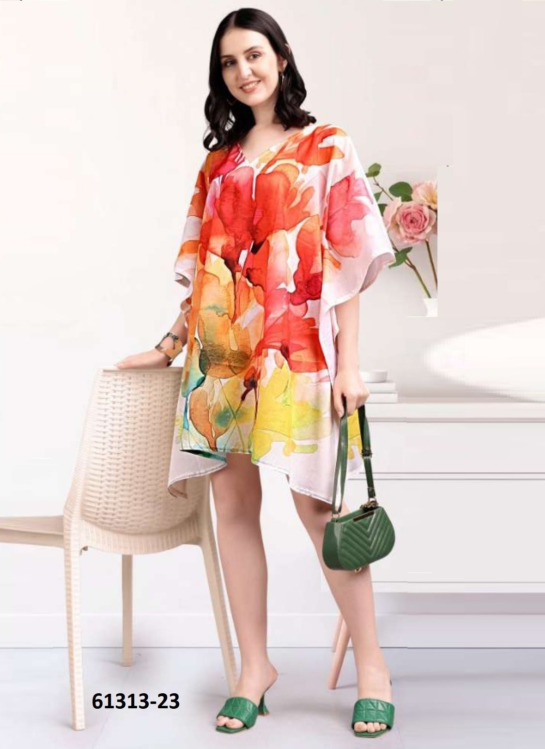 COTTON FEEL KURTI 3 - Catalog # 61313 (Set of 8 Kaftans / Ponchos) by Desi Muse COTTON FEEL KURTI 3 - Catalog # 61313 (Set of 8 Kaftans / Ponchos) by Desi Muse