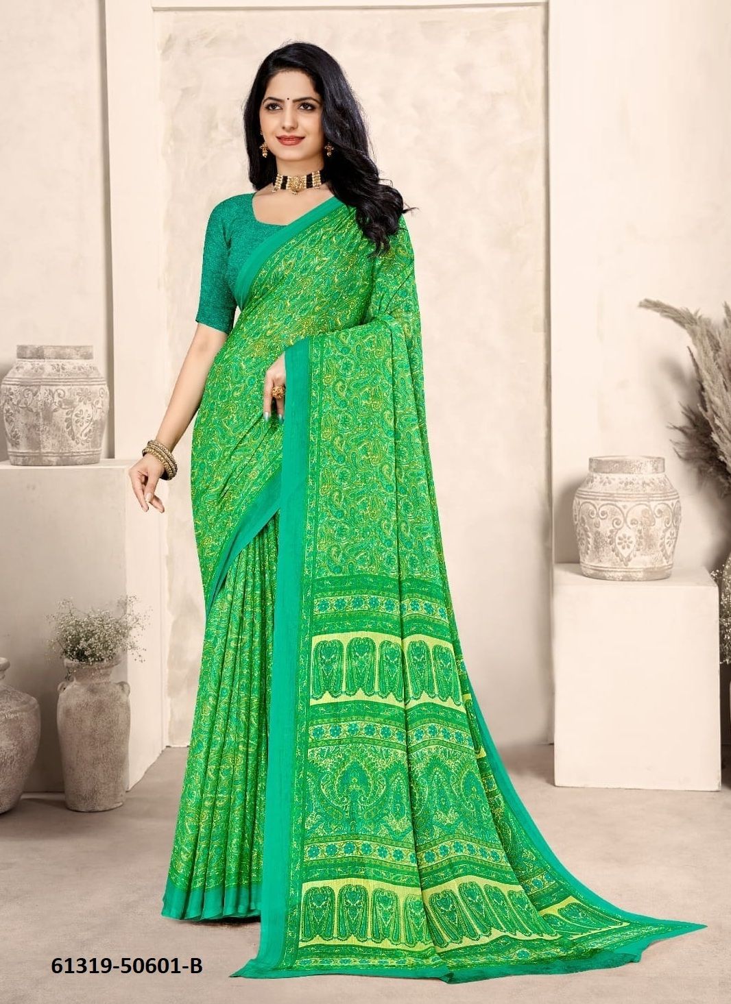 STAR CHIFFON 213 - Catalog # 61319 (Set of 12 Sarees) by Ruchi Sarees