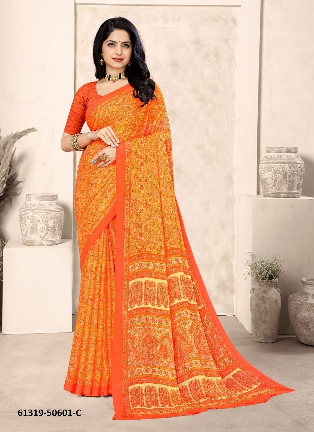 STAR CHIFFON 213 - Catalog # 61319 (Set of 12 Sarees) by Ruchi Sarees