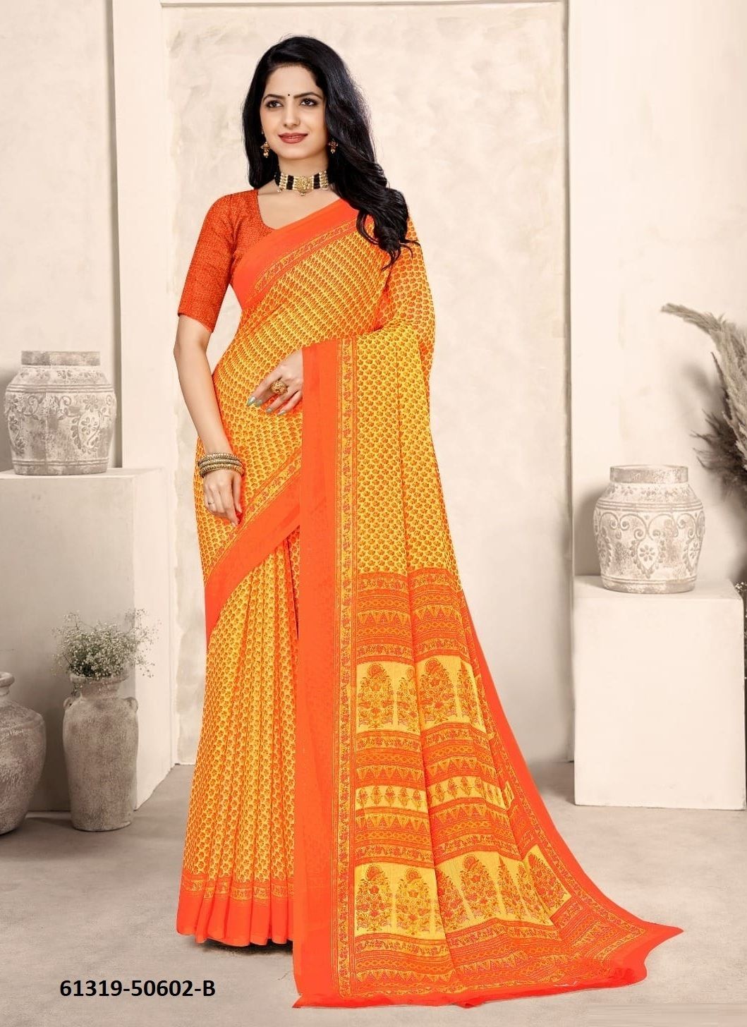 STAR CHIFFON 213 - Catalog # 61319 (Set of 12 Sarees) by Ruchi Sarees