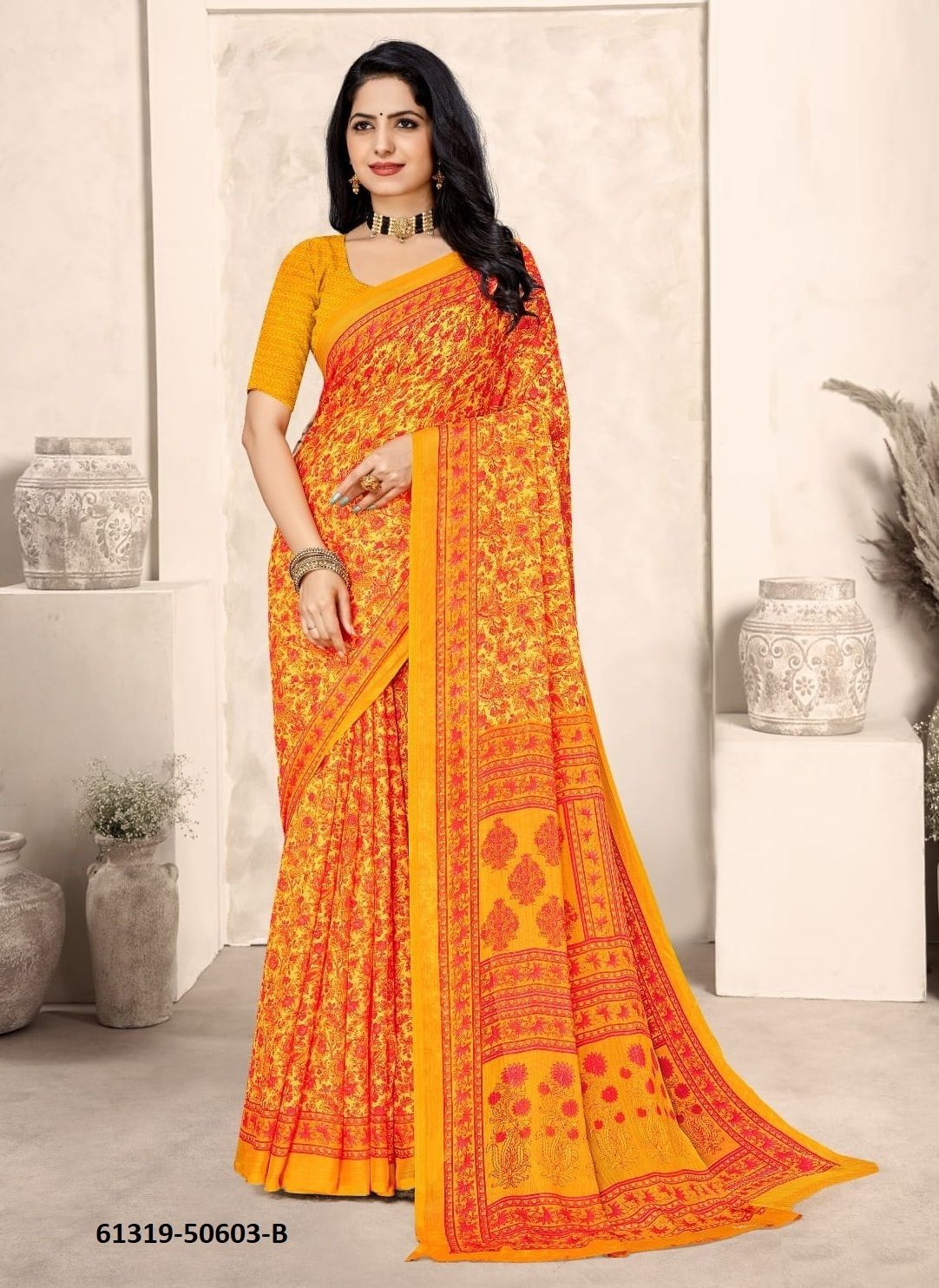 STAR CHIFFON 213 - Catalog # 61319 (Set of 12 Sarees) by Ruchi Sarees