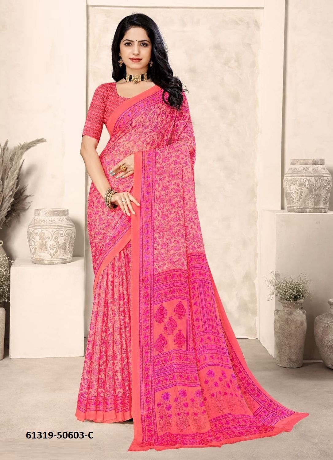 STAR CHIFFON 213 - Catalog # 61319 (Set of 12 Sarees) by Ruchi Sarees