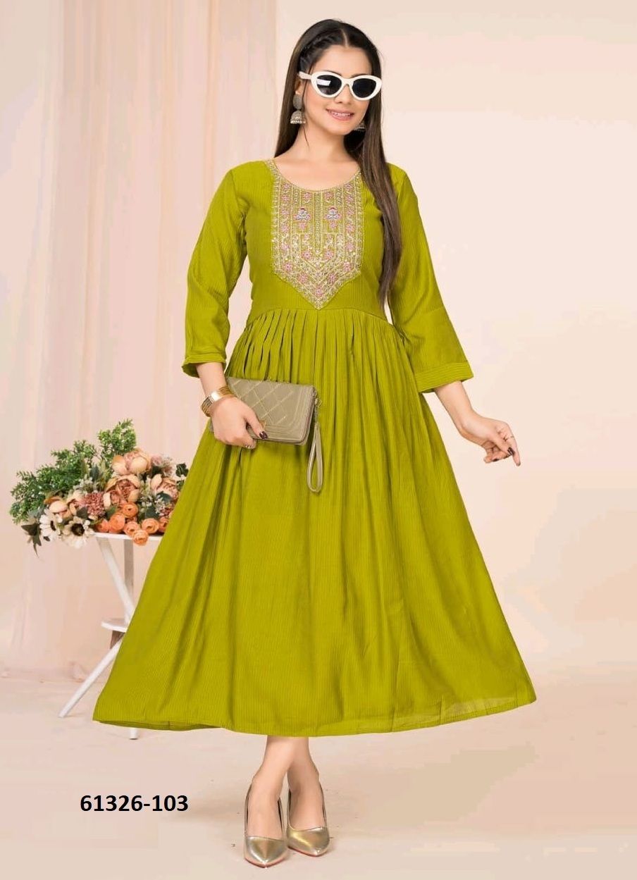 AVIKA - Catalog # 61326 (Set of 6 Readymade Women's Kurtis / Tops) by Dee Cee