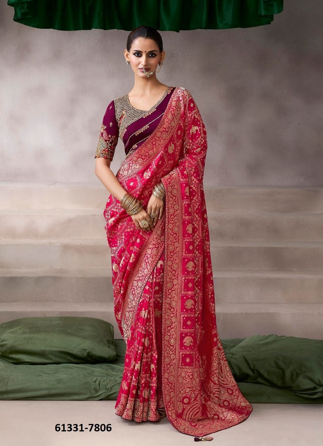 KAMALA SILK - Catalog # 61331 (Set of 10 Sarees) by Kira Fashions