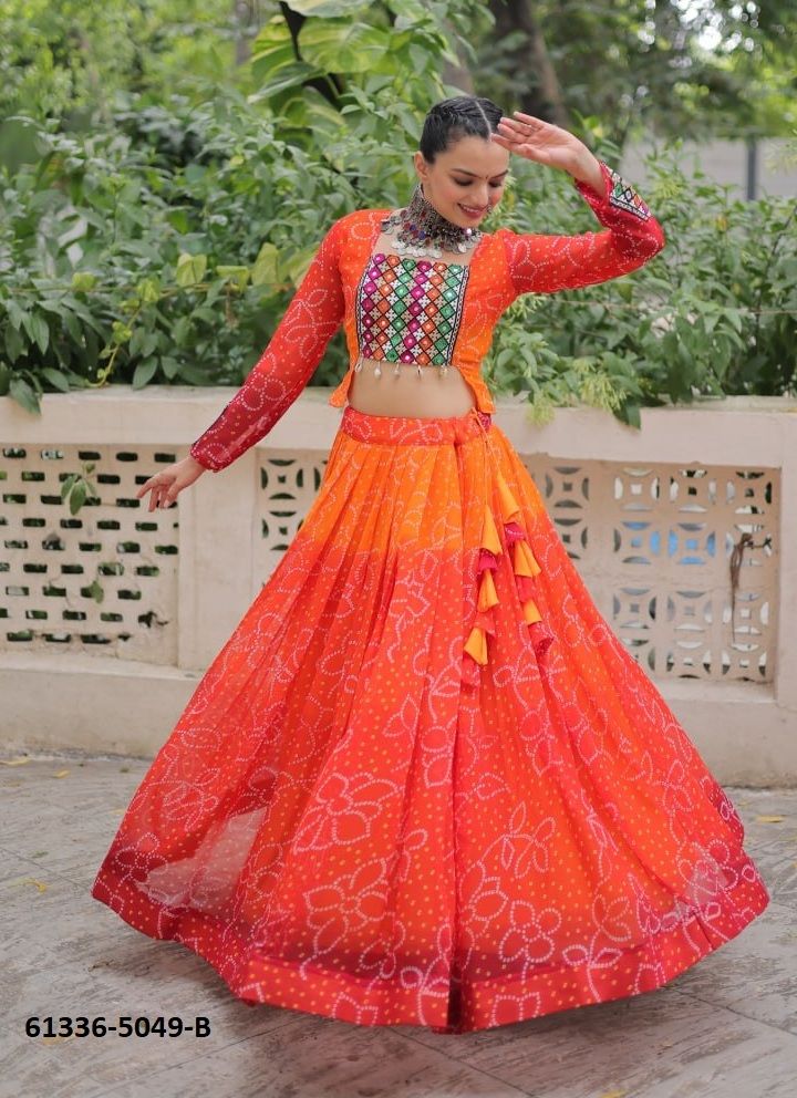 NAVRATRI WEAR 5049 - Catalog # 61336 (Set of 2 Readymade Lehengas) by Meheriya