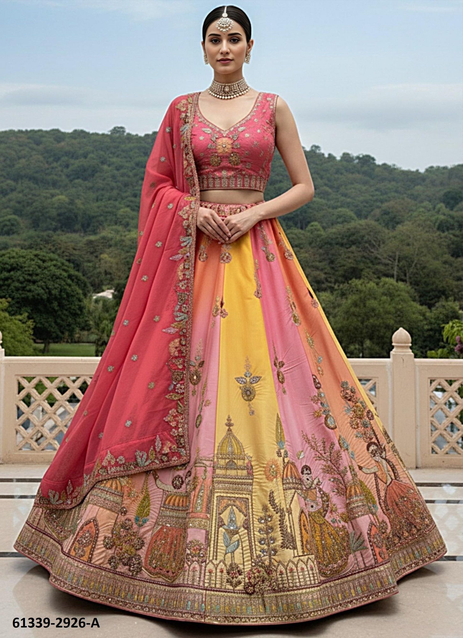 SERIES 2926 - Catalog # 61339 (Set of 2 Semi-Stitched Lehengas) by Jagraasa SERIES 2926 - Catalog # 61339 (Set of 2 Semi-Stitched Lehengas) by Jagraasa