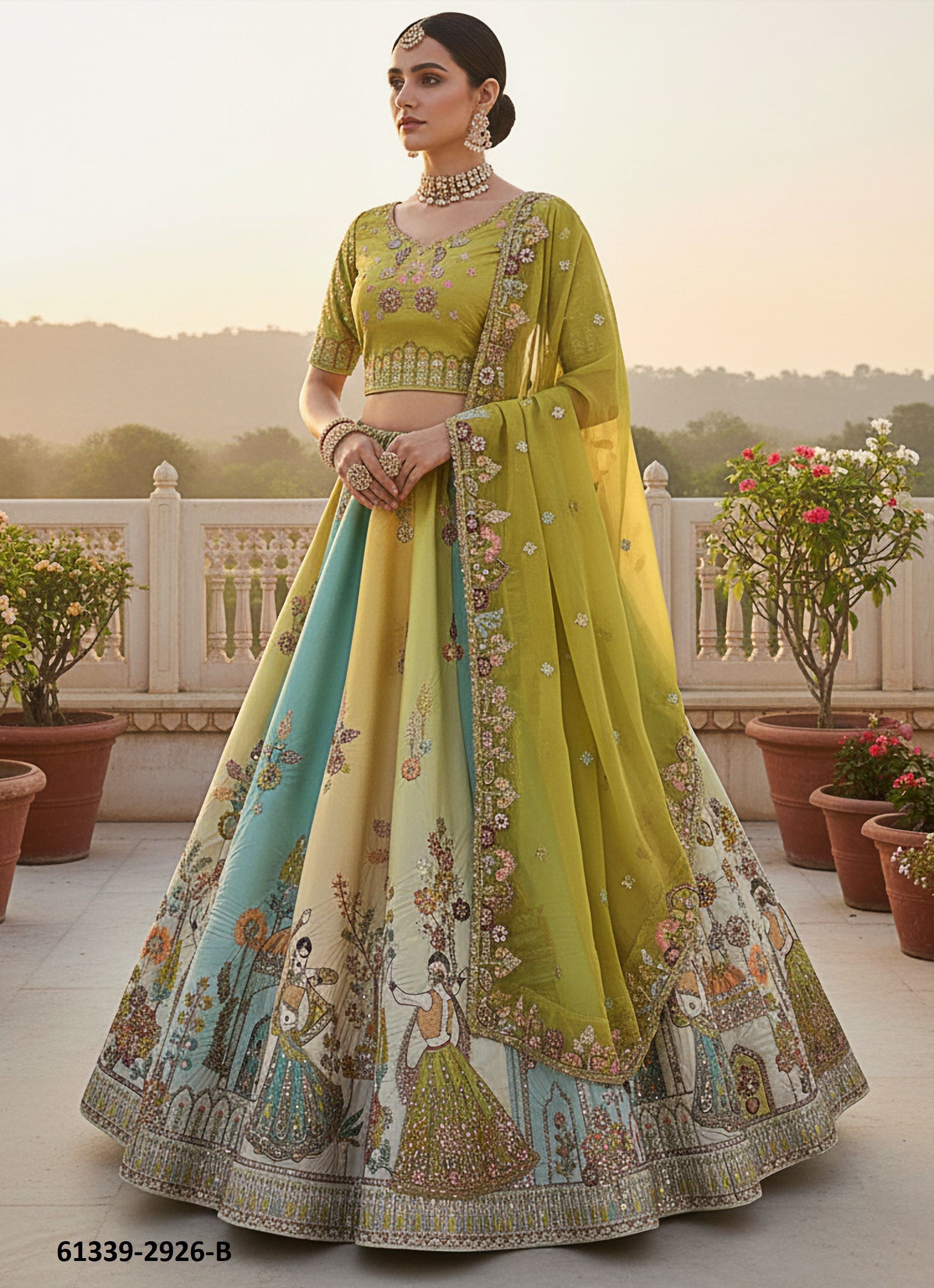 SERIES 2926 - Catalog # 61339 (Set of 2 Semi-Stitched Lehengas) by Jagraasa SERIES 2926 - Catalog # 61339 (Set of 2 Semi-Stitched Lehengas) by Jagraasa