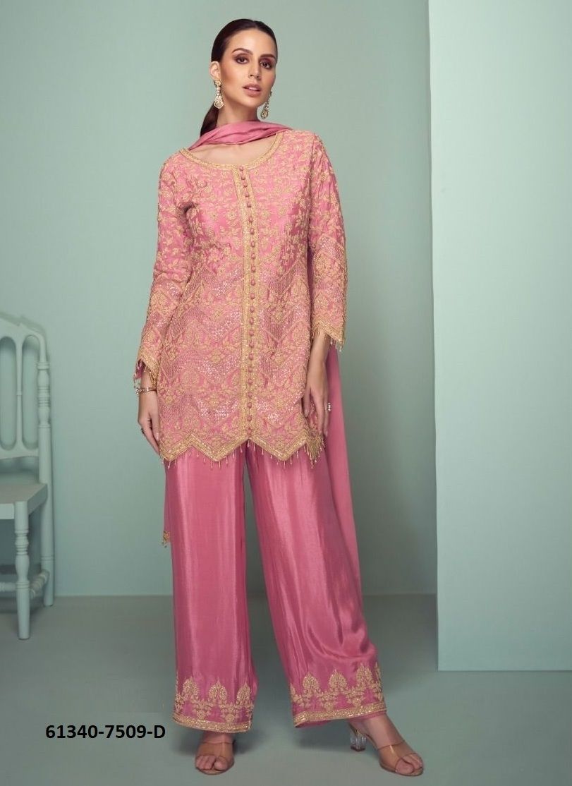 CROWN PLATINUM - Catalog # 61340 (Set of 4 Readymade Salwar Suits) by Gulkayra Designer
