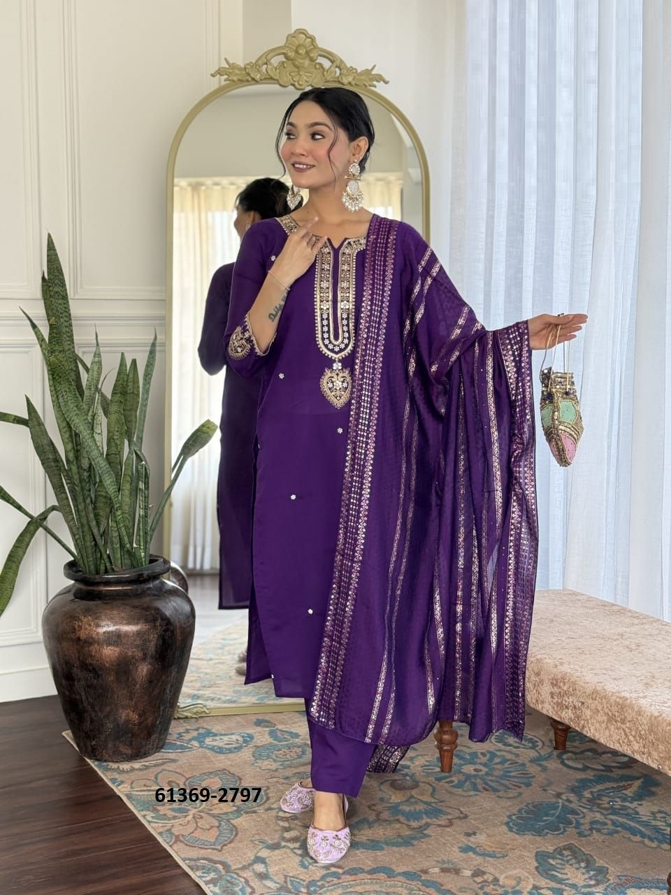 CHANDERI 2796 - Catalog # 61369 (Set of 4 Readymade Salwar Suits) by Meheriya