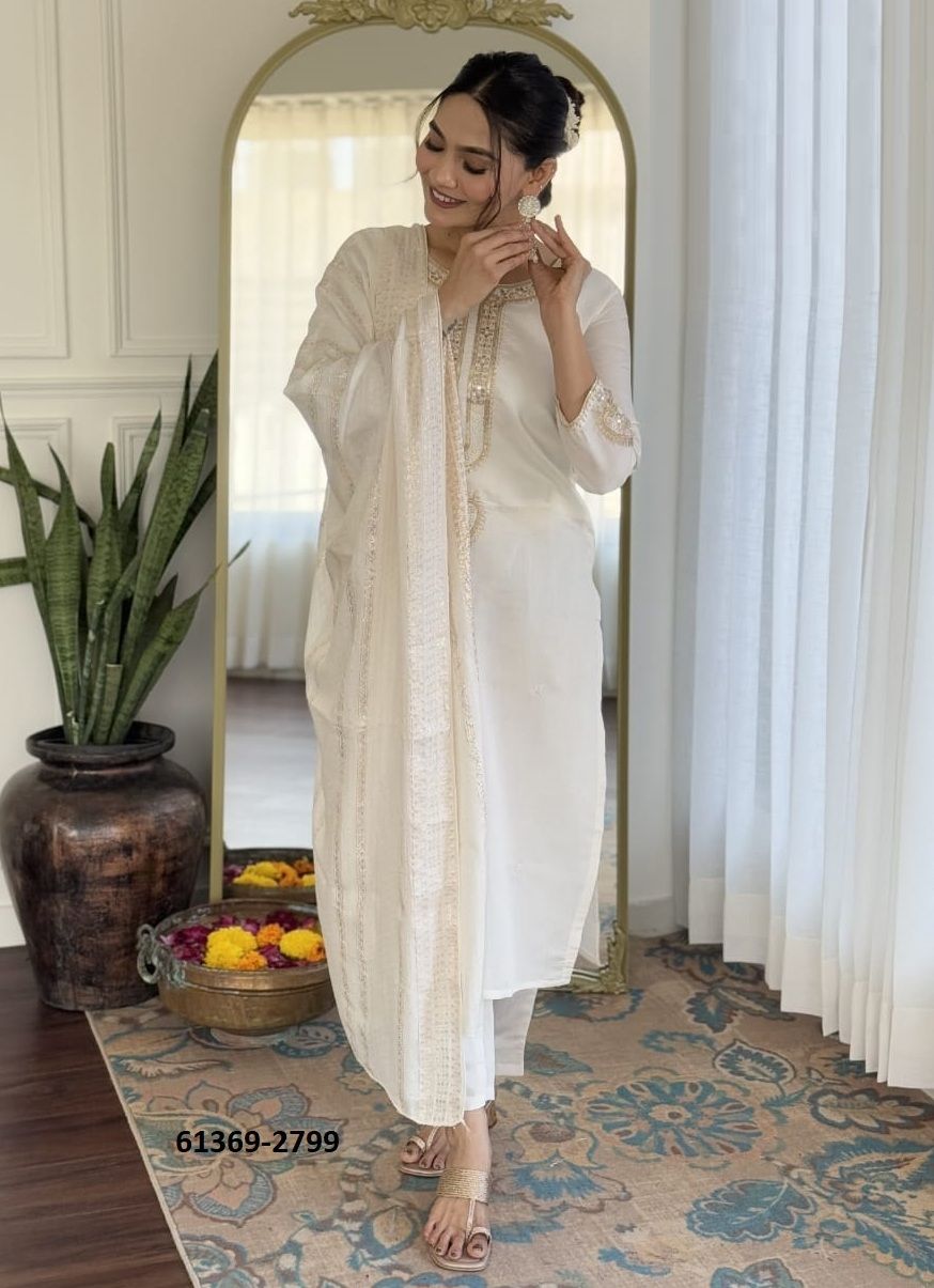 CHANDERI 2796 - Catalog # 61369 (Set of 4 Readymade Salwar Suits) by Meheriya