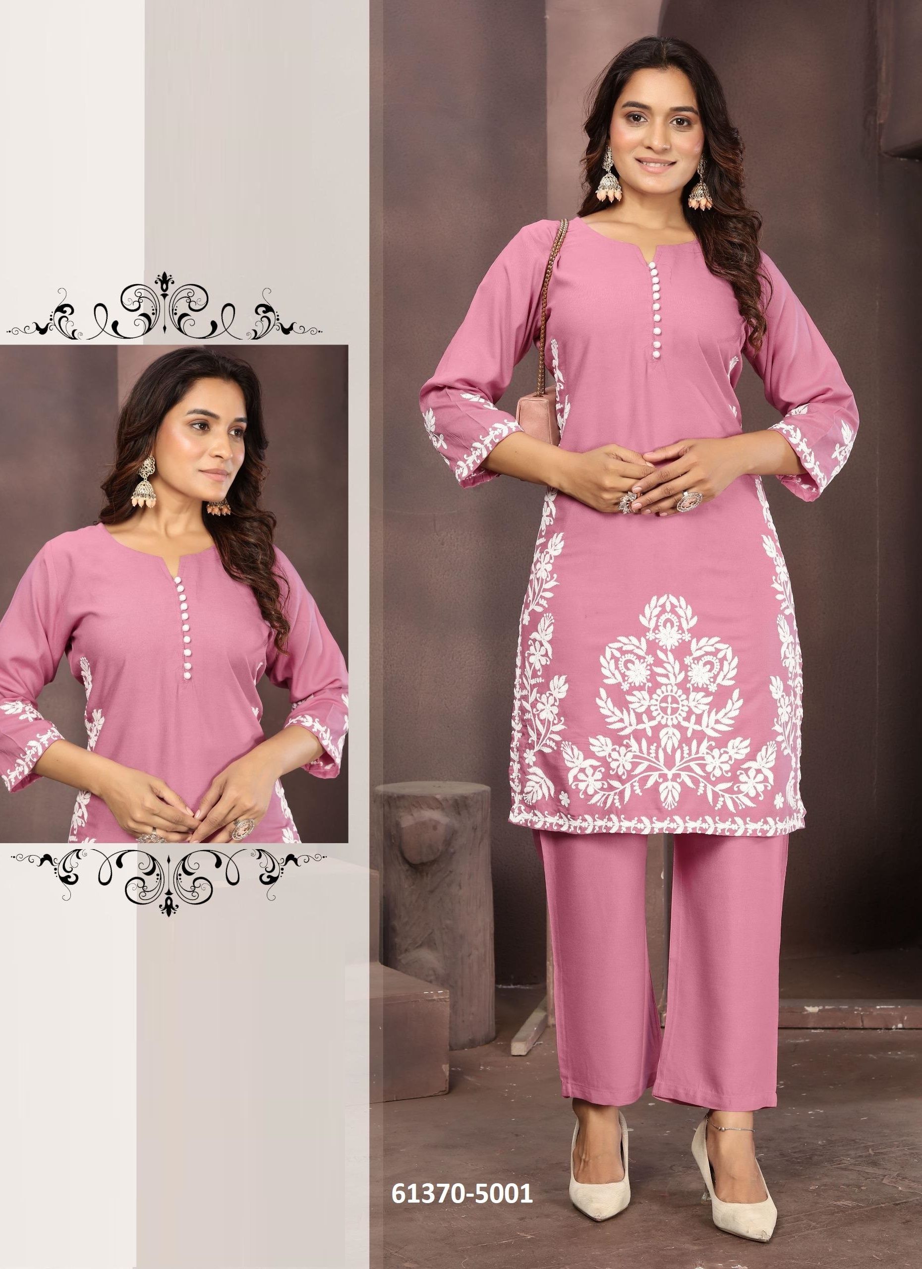LAKHNAVI CO-ORD SETS - Catalog # 61370 (Set of 4 Tops With Bottoms) by Jagraasa LAKHNAVI CO-ORD SETS - Catalog # 61370 (Set of 4 Tops With Bottoms) by Jagraasa