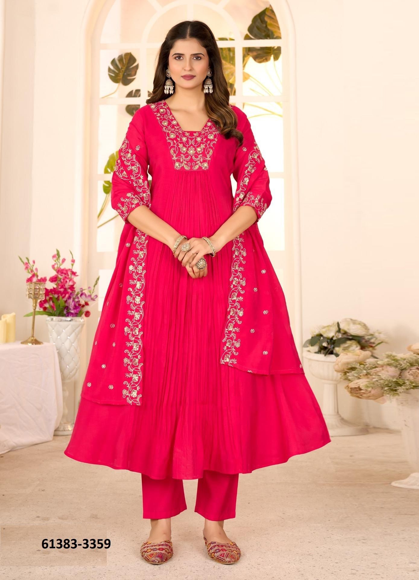 ANARKALI SERIES 3358-3360 - Catalog # 61383 (Set of 4 SIZE-SETS [Readymade Salwar Suits]) by Ladies Flavour