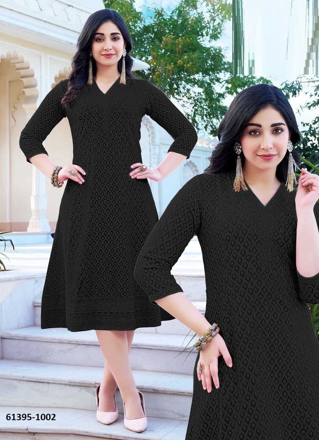 KATRINA ANARKALI - Catalog # 61395 (Set of 4 SIZE-SETS [Readymade Women's Kurtis / Tops]) by Desi Muse