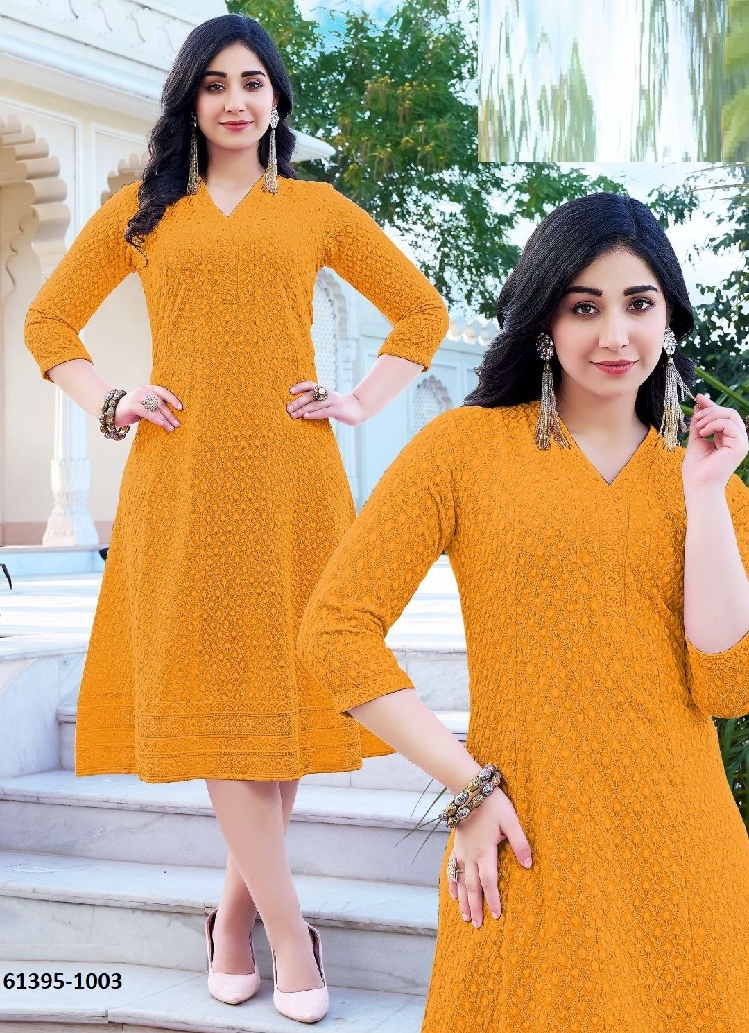 KATRINA ANARKALI - Catalog # 61395 (Set of 4 SIZE-SETS [Readymade Women's Kurtis / Tops]) by Desi Muse