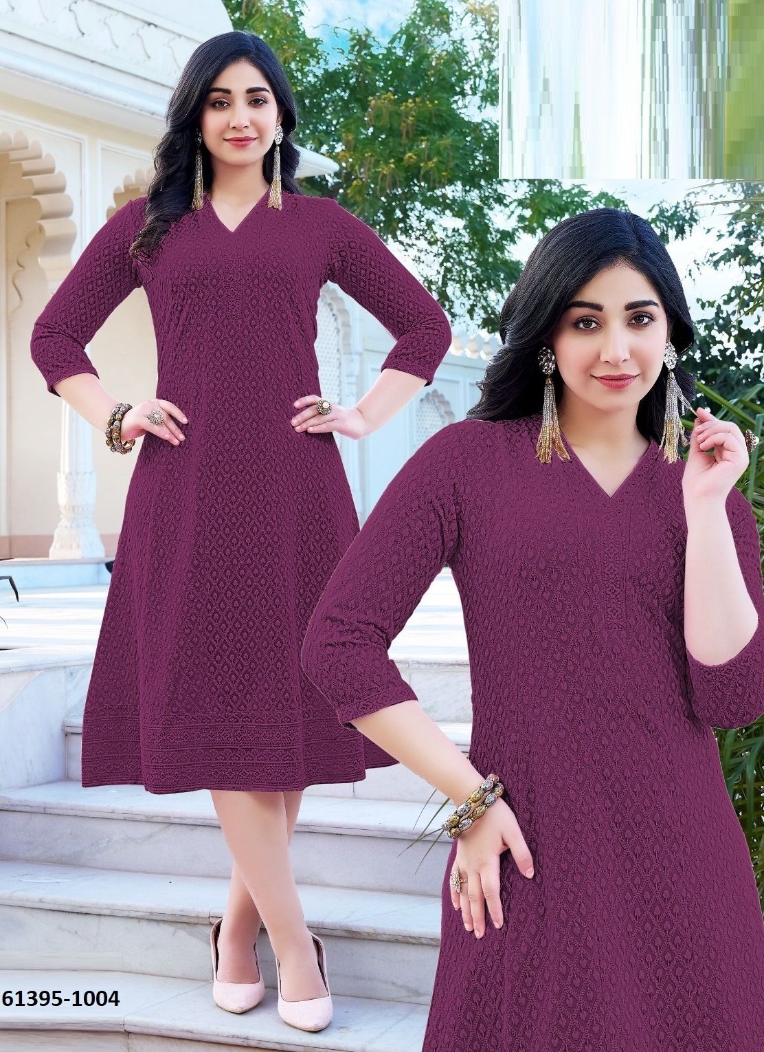 KATRINA ANARKALI - Catalog # 61395 (Set of 4 SIZE-SETS [Readymade Women's Kurtis / Tops]) by Desi Muse