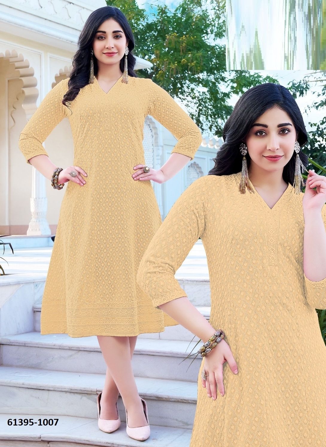 KATRINA ANARKALI - Catalog # 61395 (Set of 4 SIZE-SETS [Readymade Women's Kurtis / Tops]) by Desi Muse
